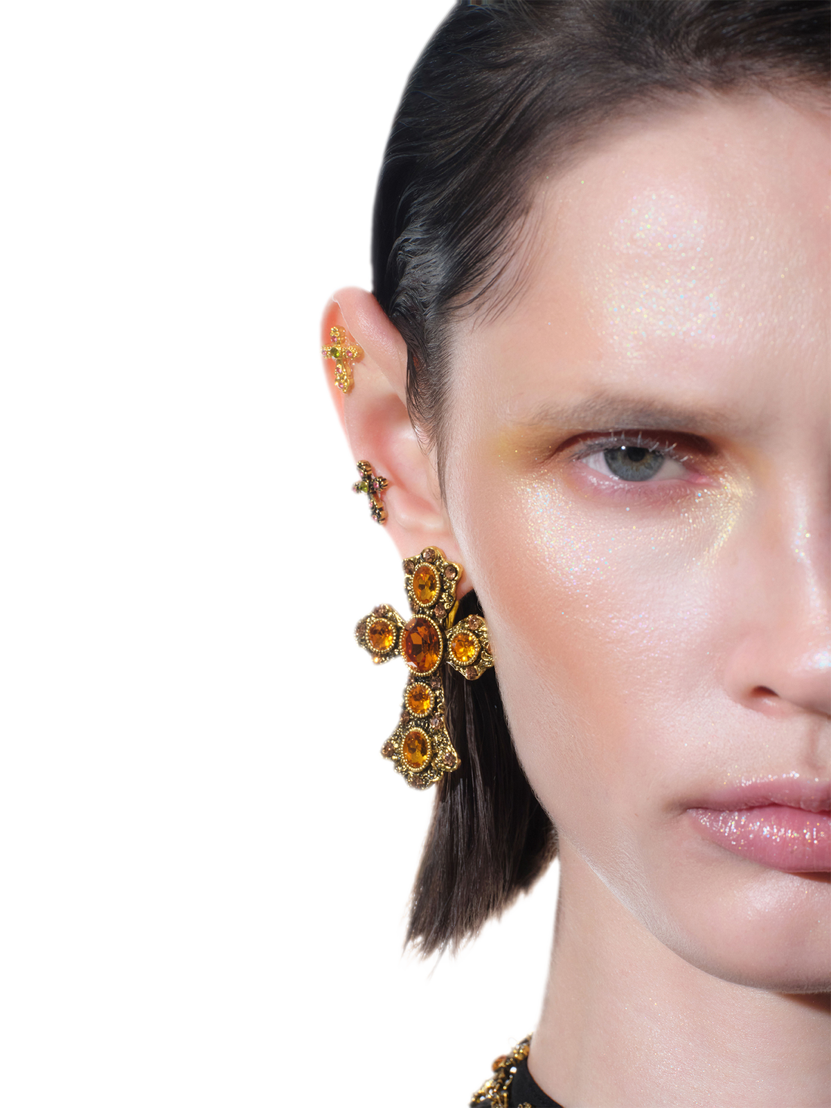 Pendientes de cruz barrocos vintage