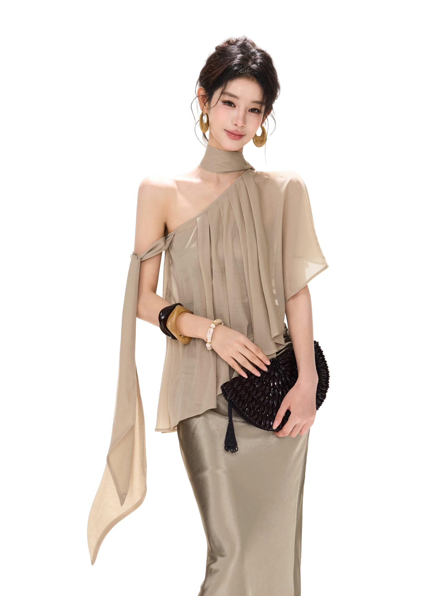 Elegant Loose Chiffon Halter Neck Top