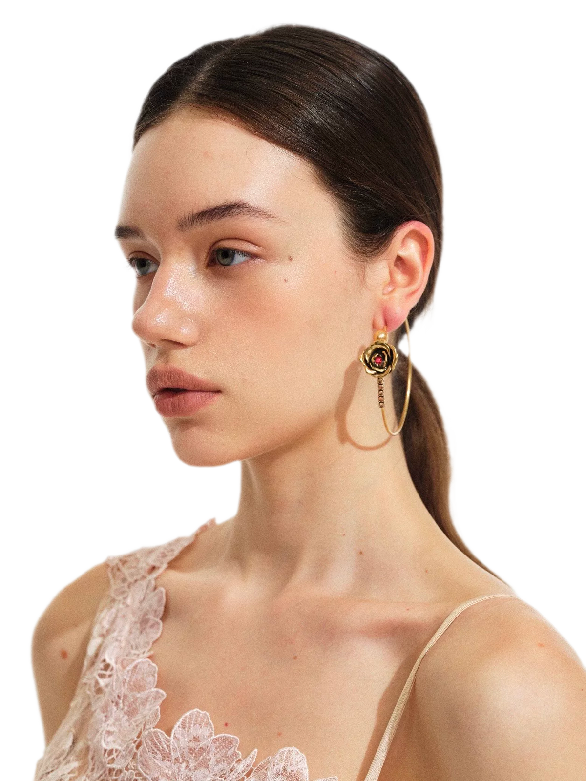 Crystal Floral Hoop Earrings