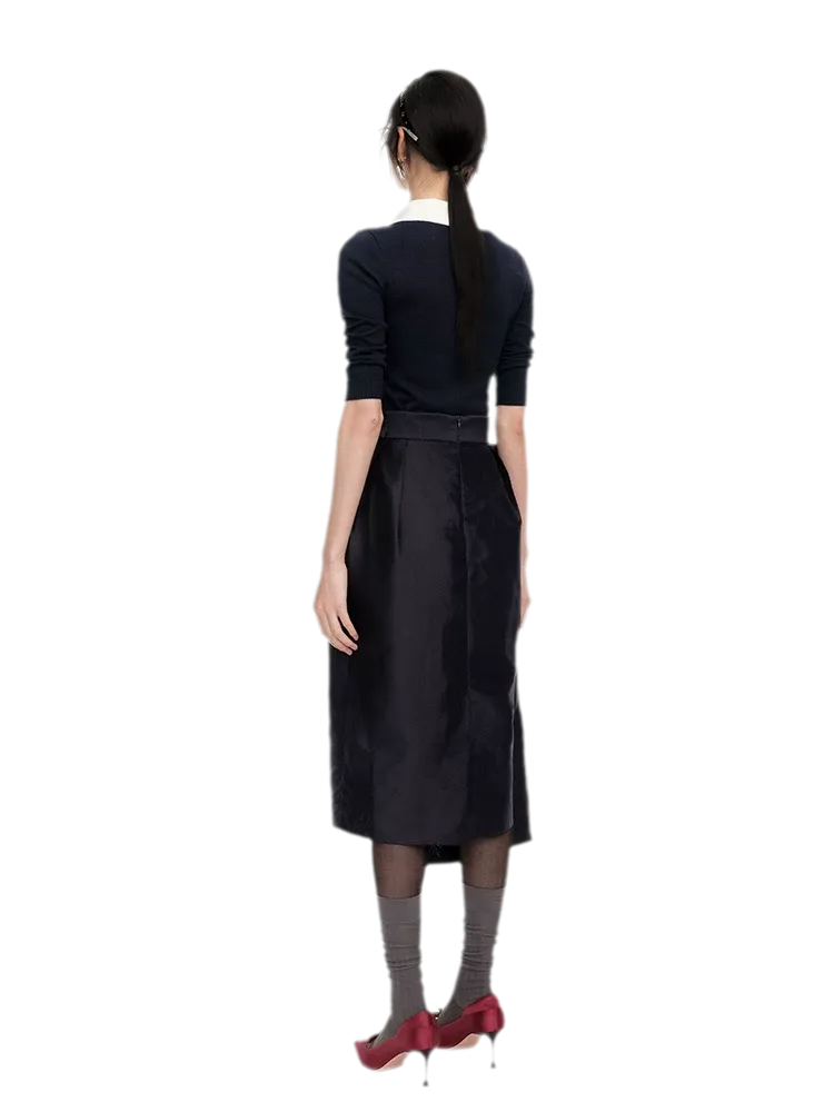 Silk Cashmere Collared Knit Top