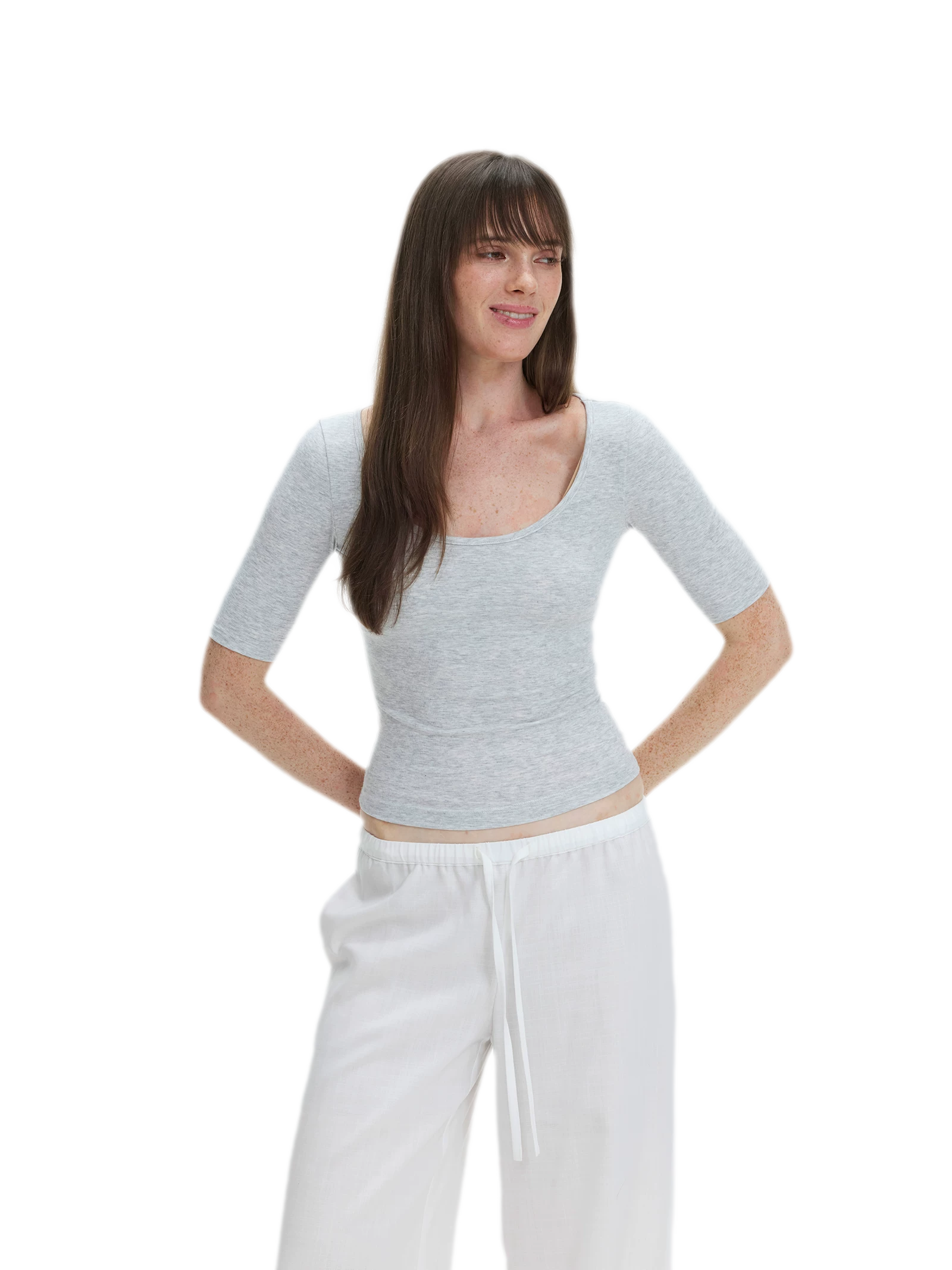 Soft U-Neck Slim-Fit T-Shirt