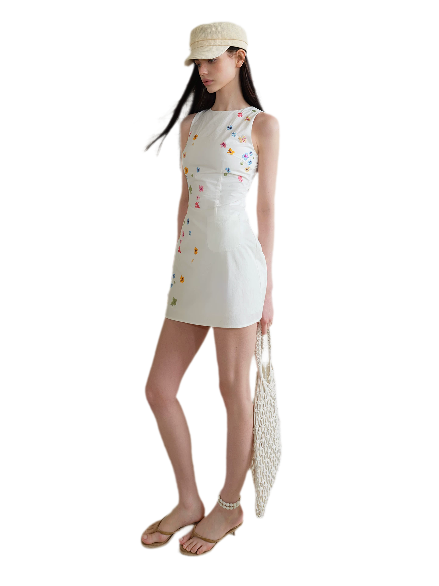 Summer Vintage Hand-Painted Floral Dress