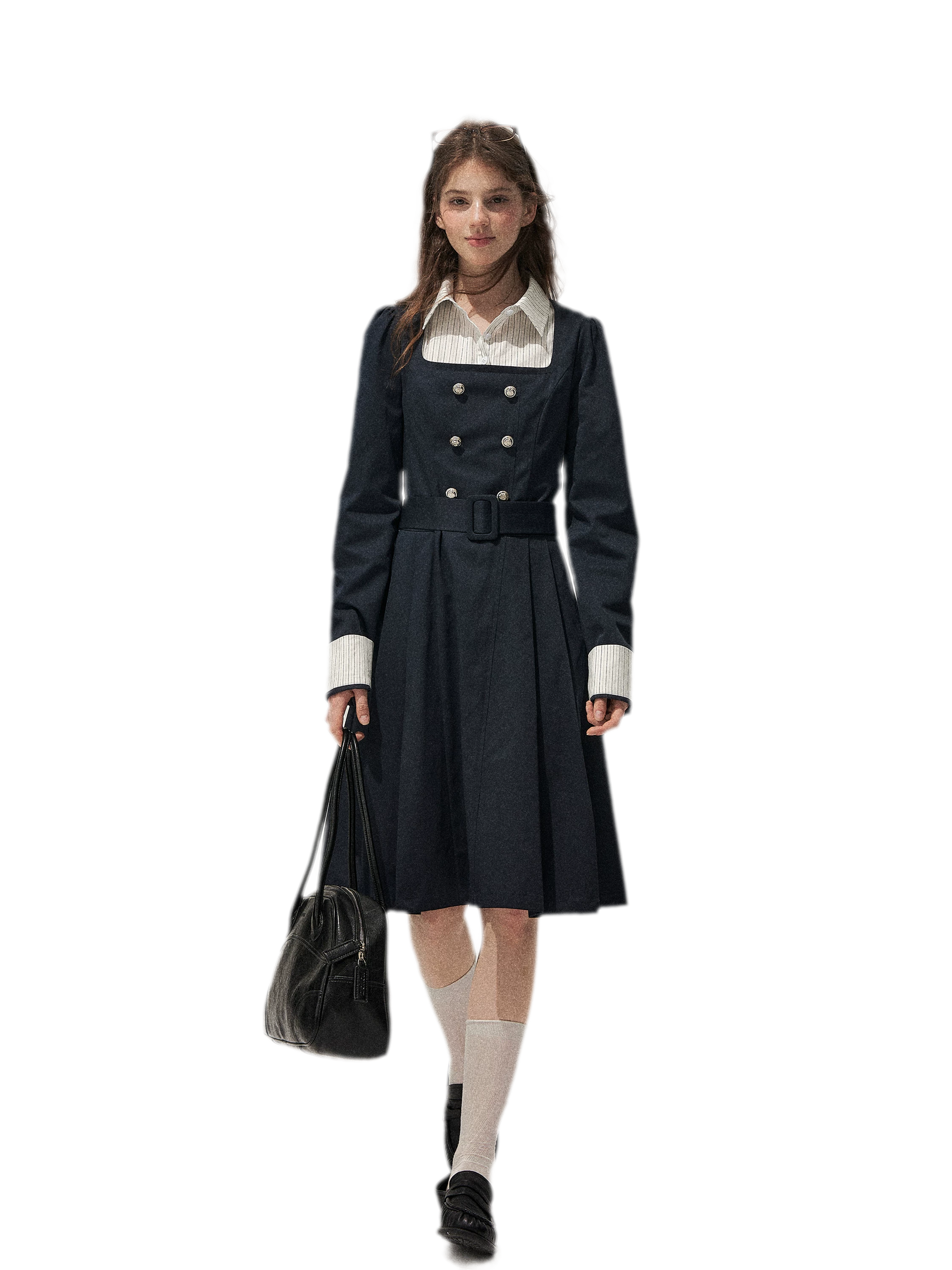Vintage Trench Collar Dress
