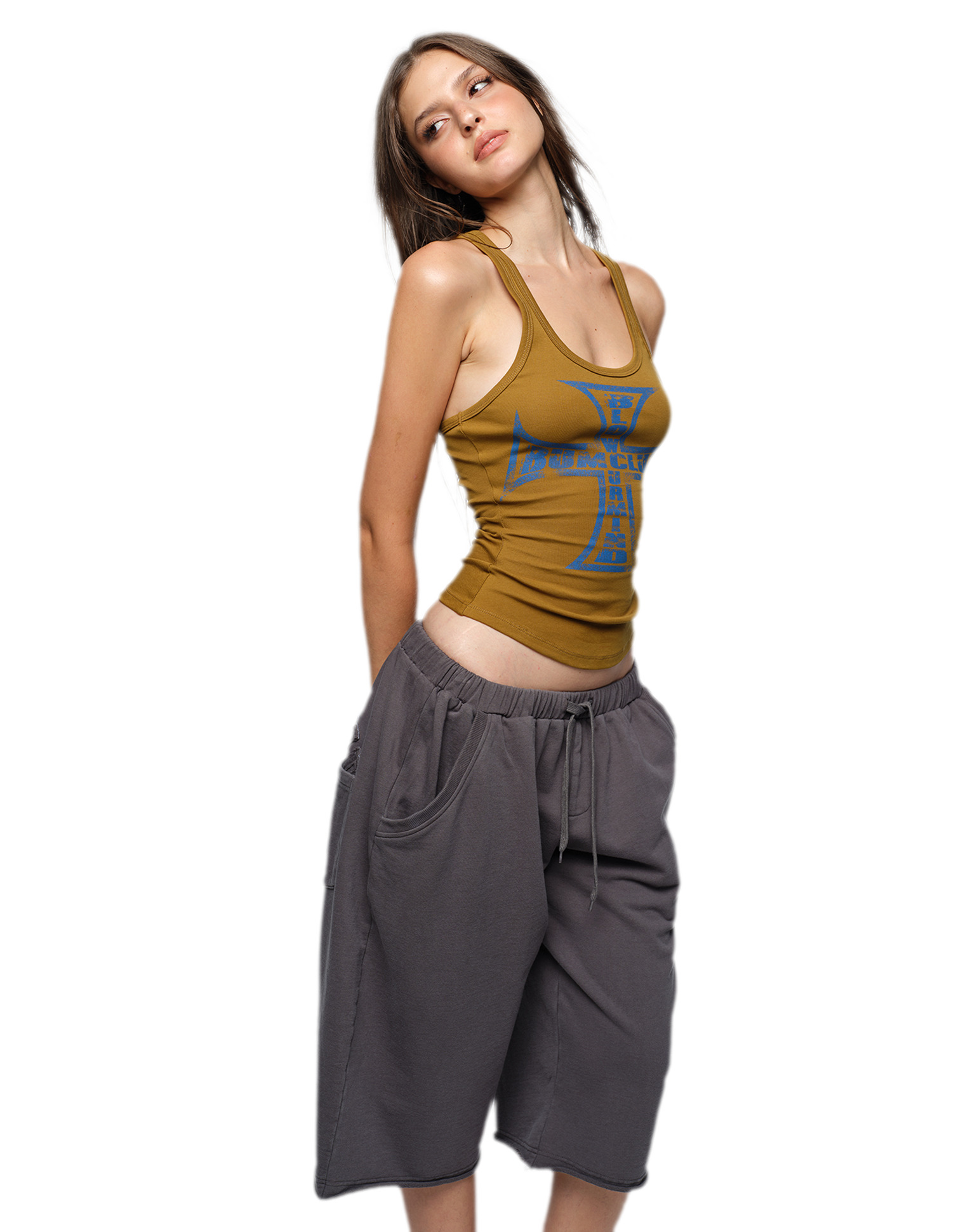 Cross Print Ribbed Tank