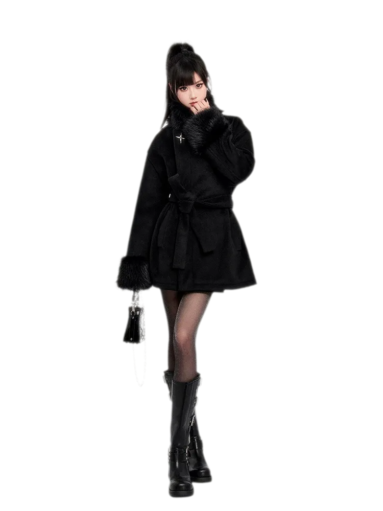 Faux Fur Short Wrap Coat