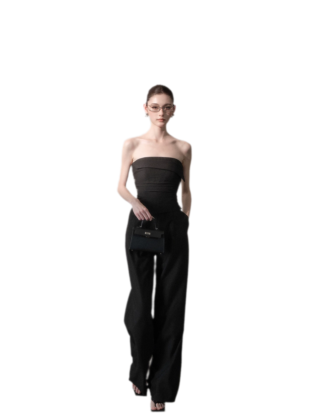 Ruched Strapless Wide-Leg Jumpsuit