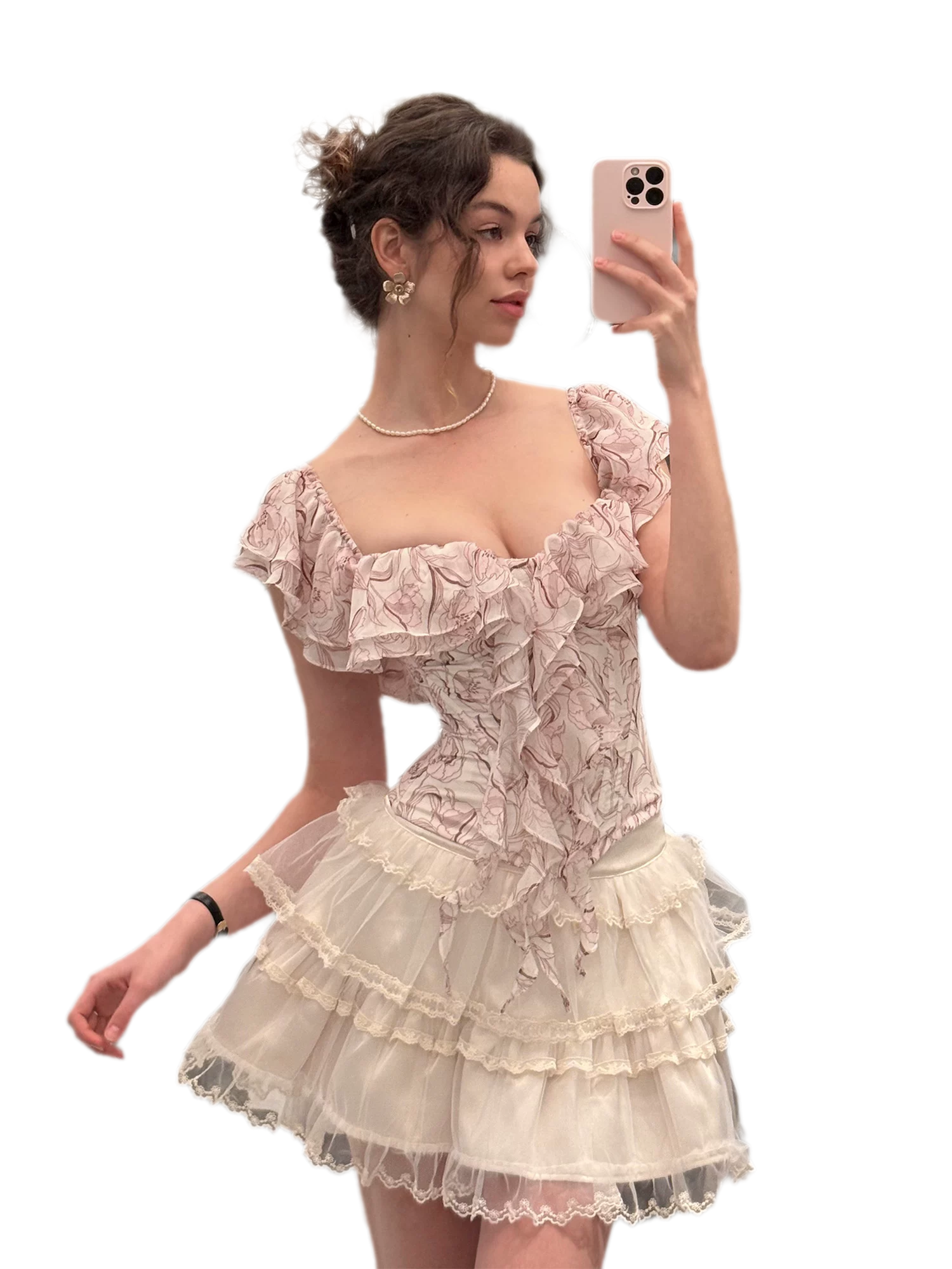Ruffled Boned Bustier Top
