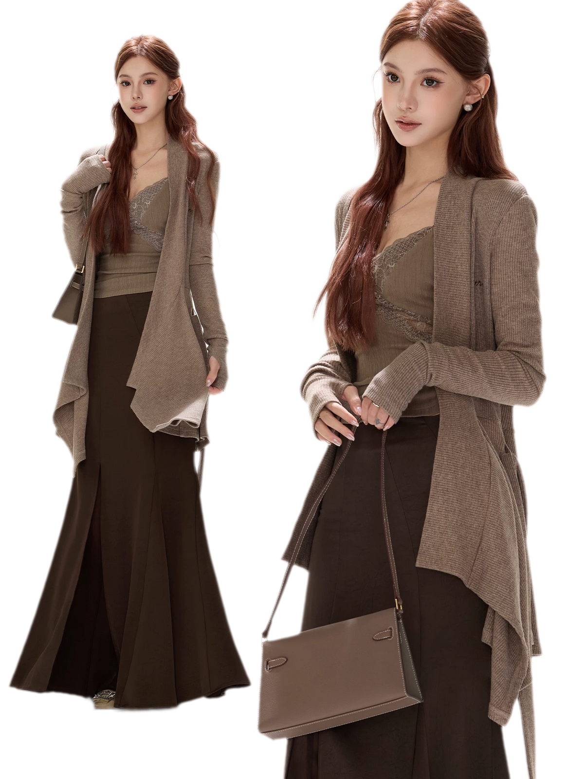 Matte Drape Irregular Hem Cardigan