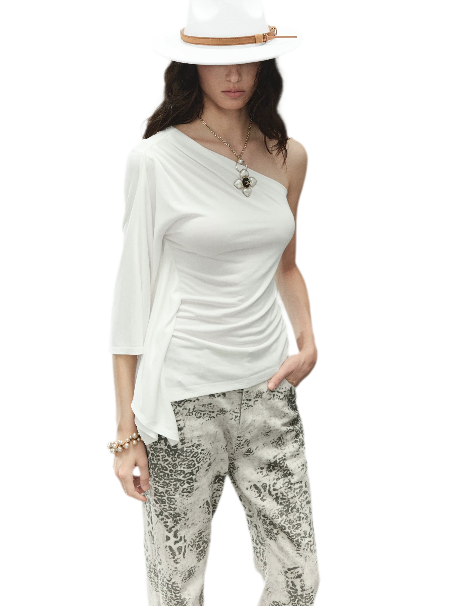 Lenzing Modal One-Piece Batwing Sleeve Asymmetric Top