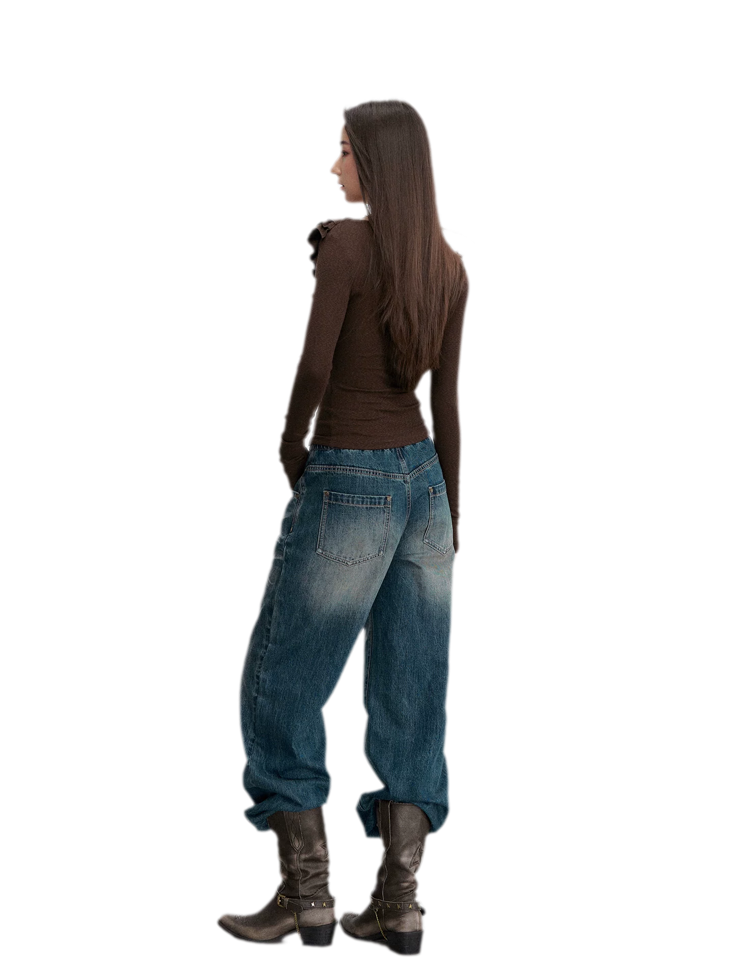 Ribbed Ruffle Square Neck Top