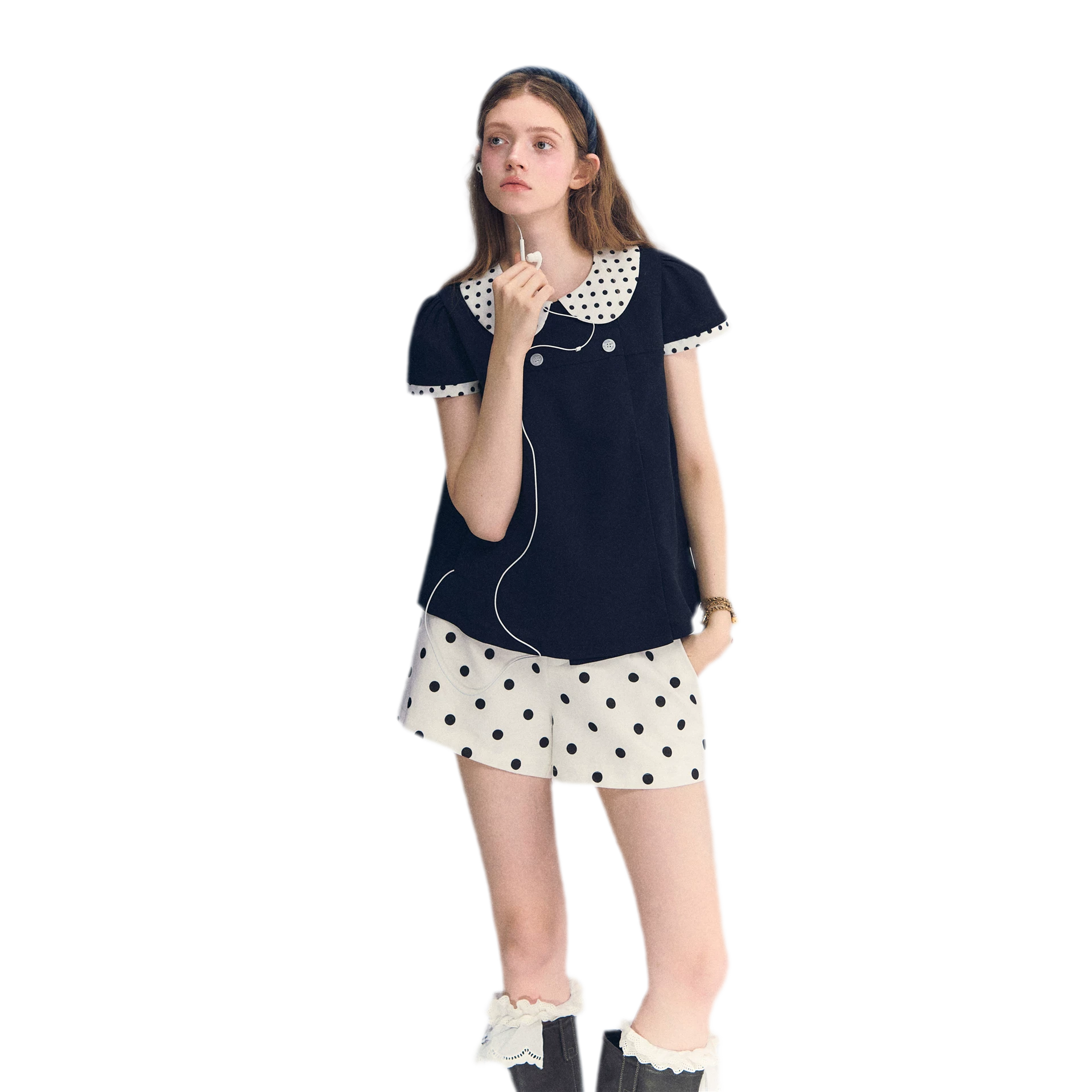 Polka Dot Doll Collar Top