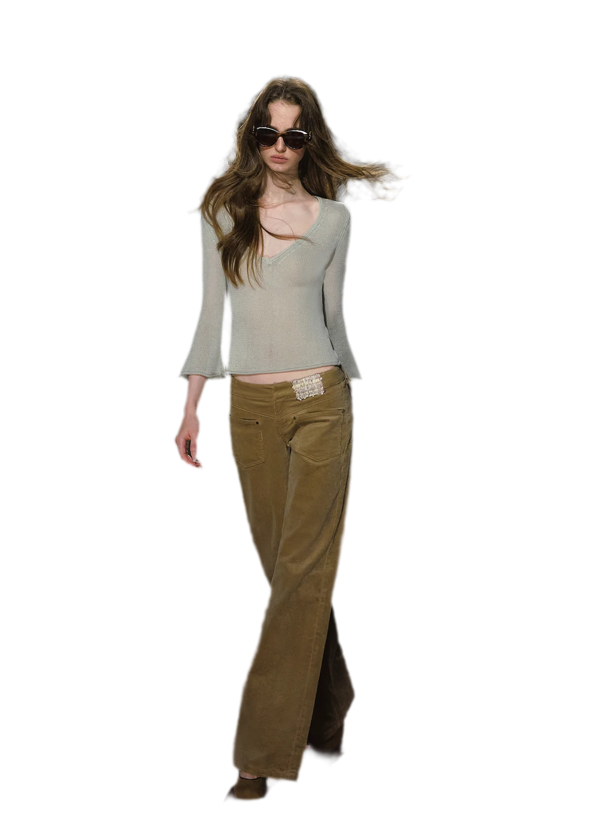 Sheer Bell Sleeve Knit Top