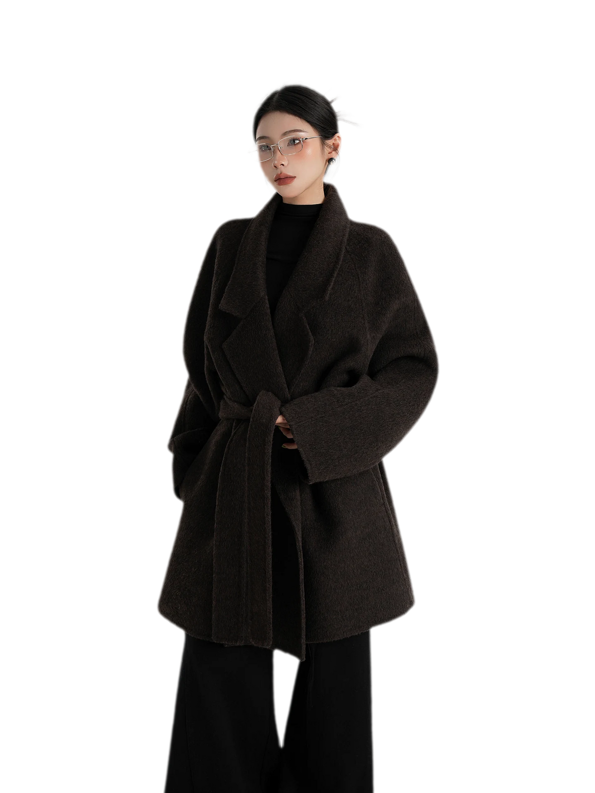 Wool Shawl Collar Wrap Coat
