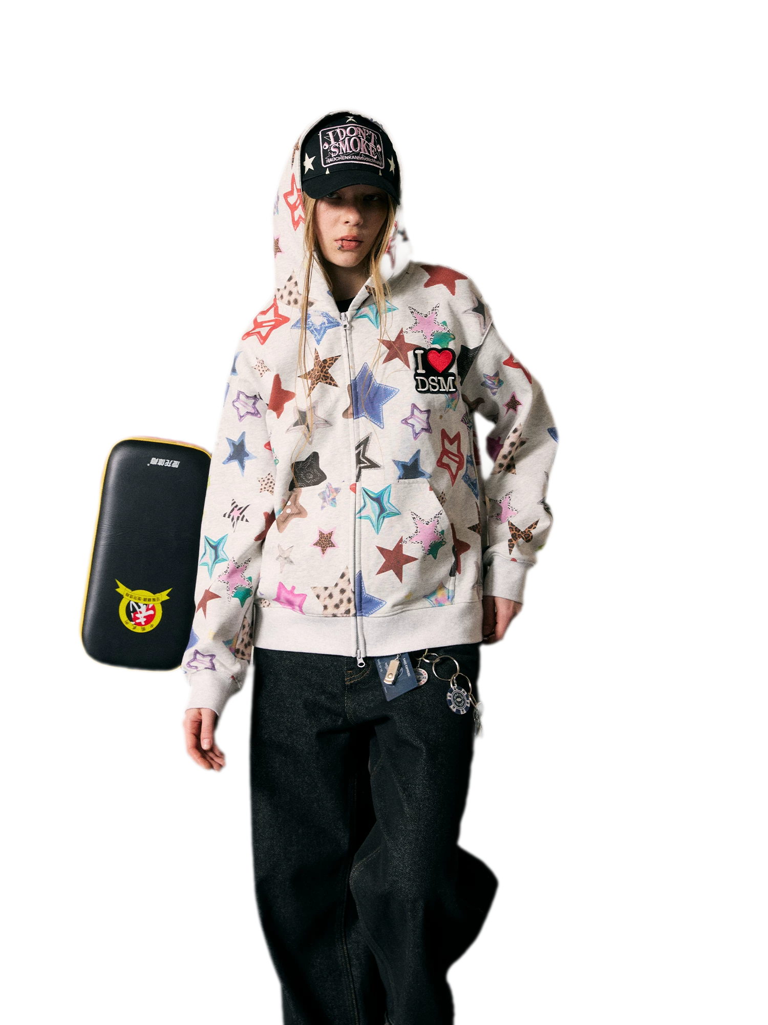 Star Print Loose Fit Hoodie
