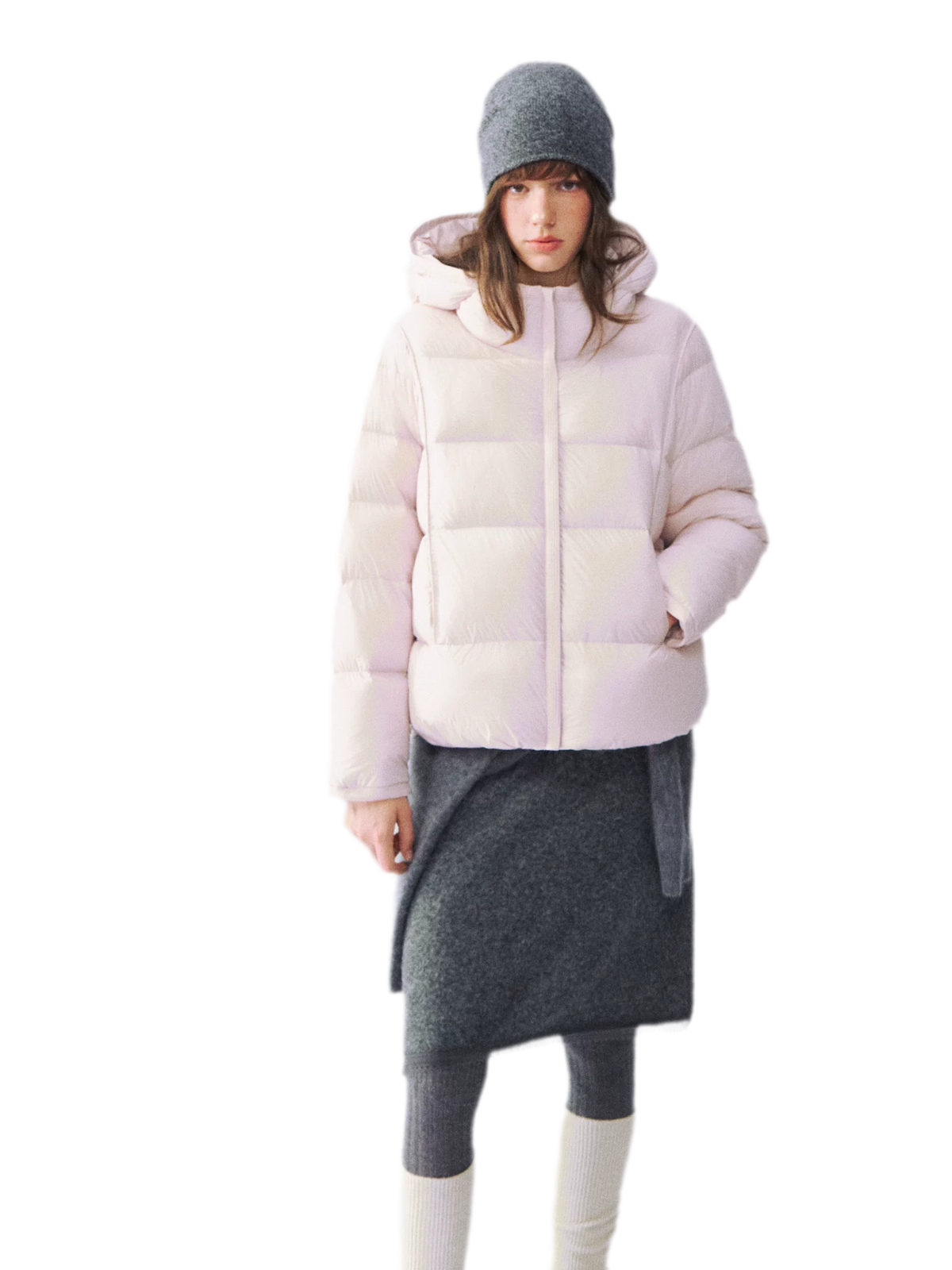 Nylon Cloud-Puff Hooded Down Jacket