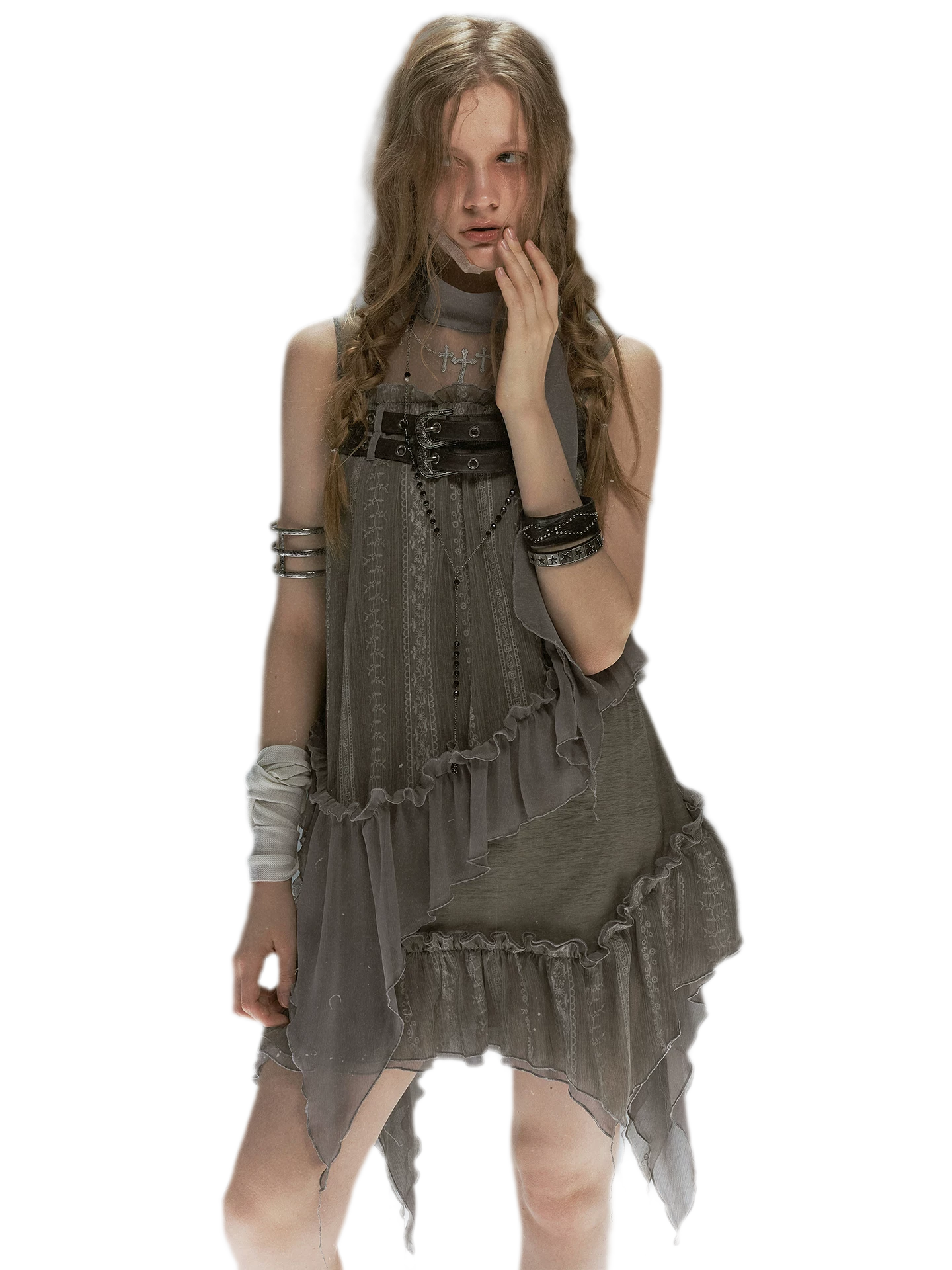 Lace Armor Mesh Dress