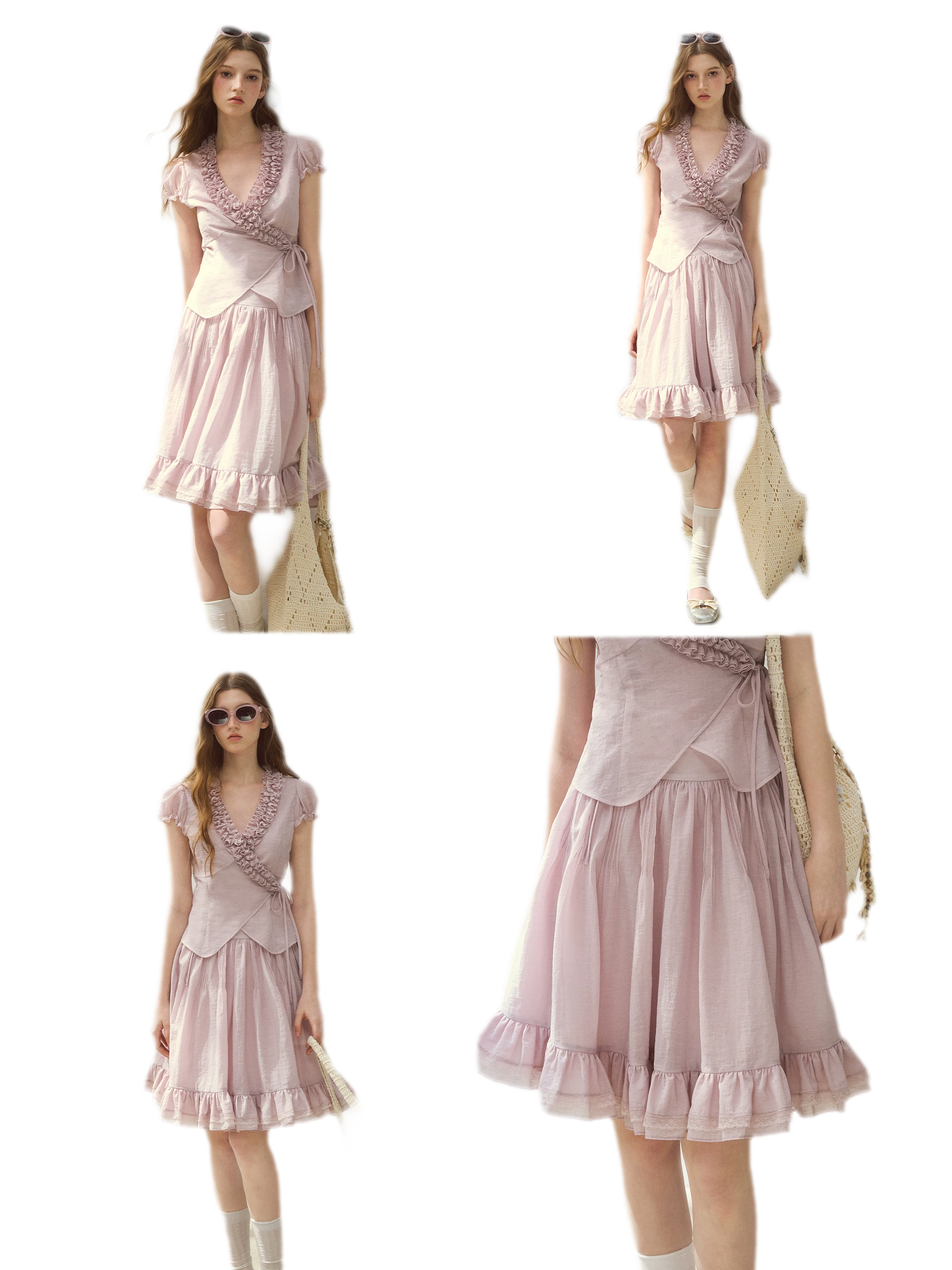 Ruffled Blouse Skirt Set