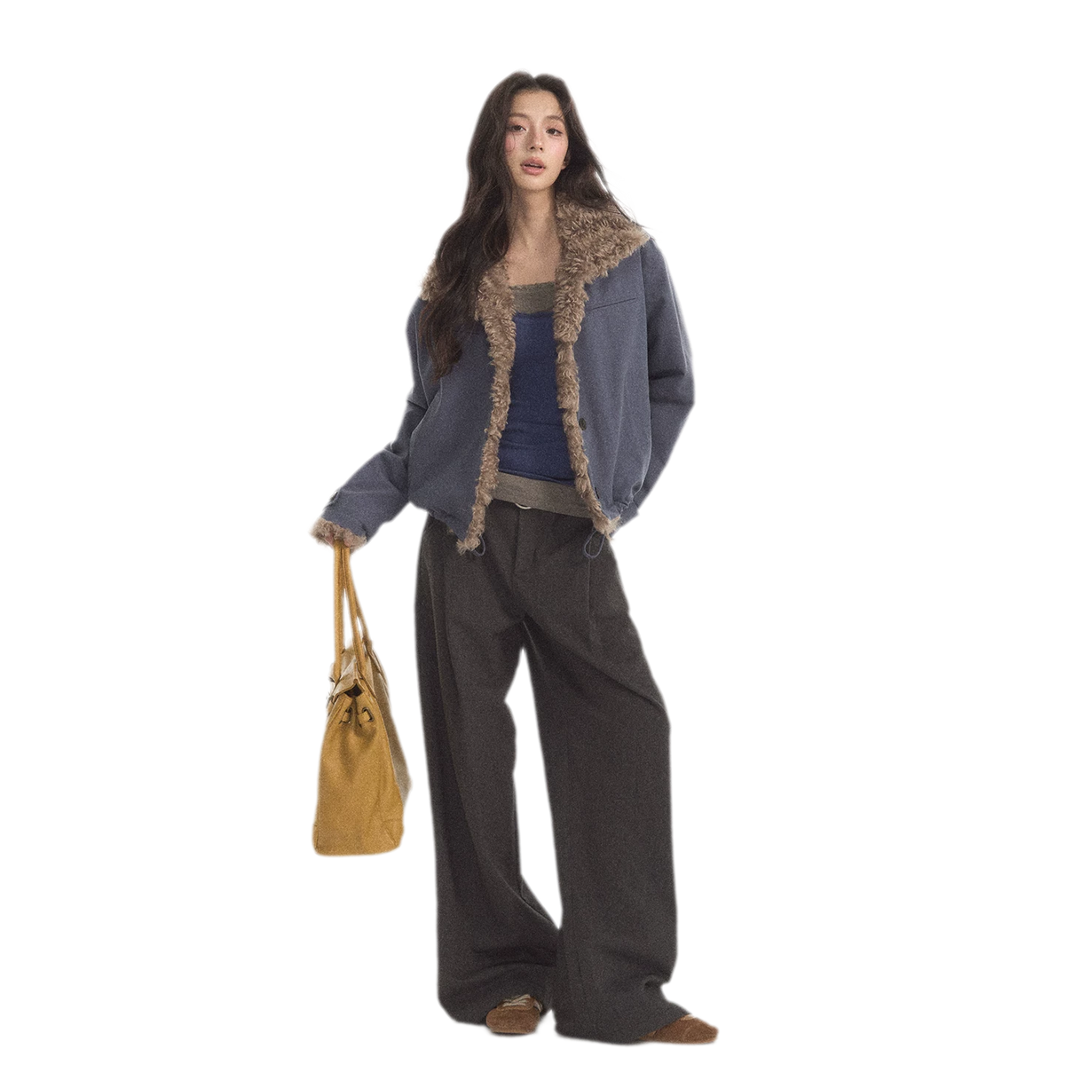 Faux Lamb-Wool Patchwork Jacket