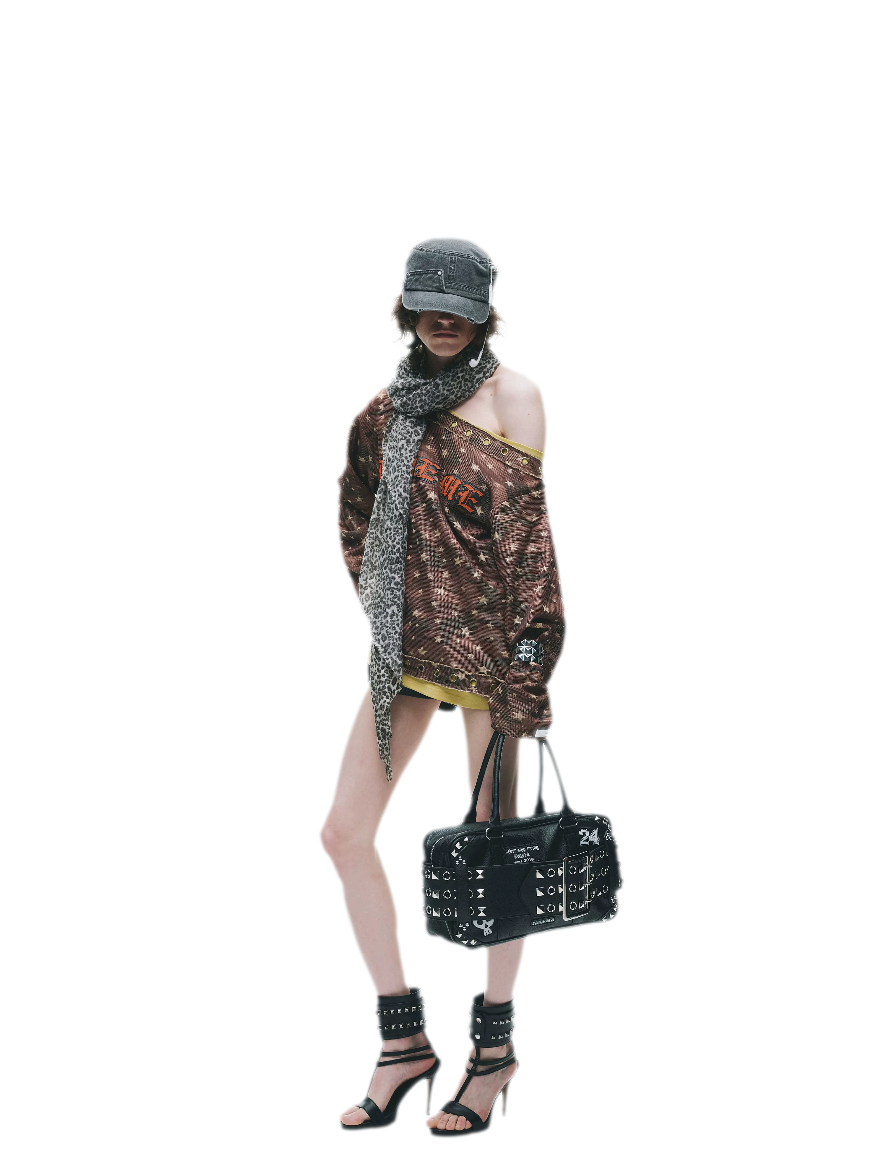 Distressed Embroidered Camouflage T-Shirt