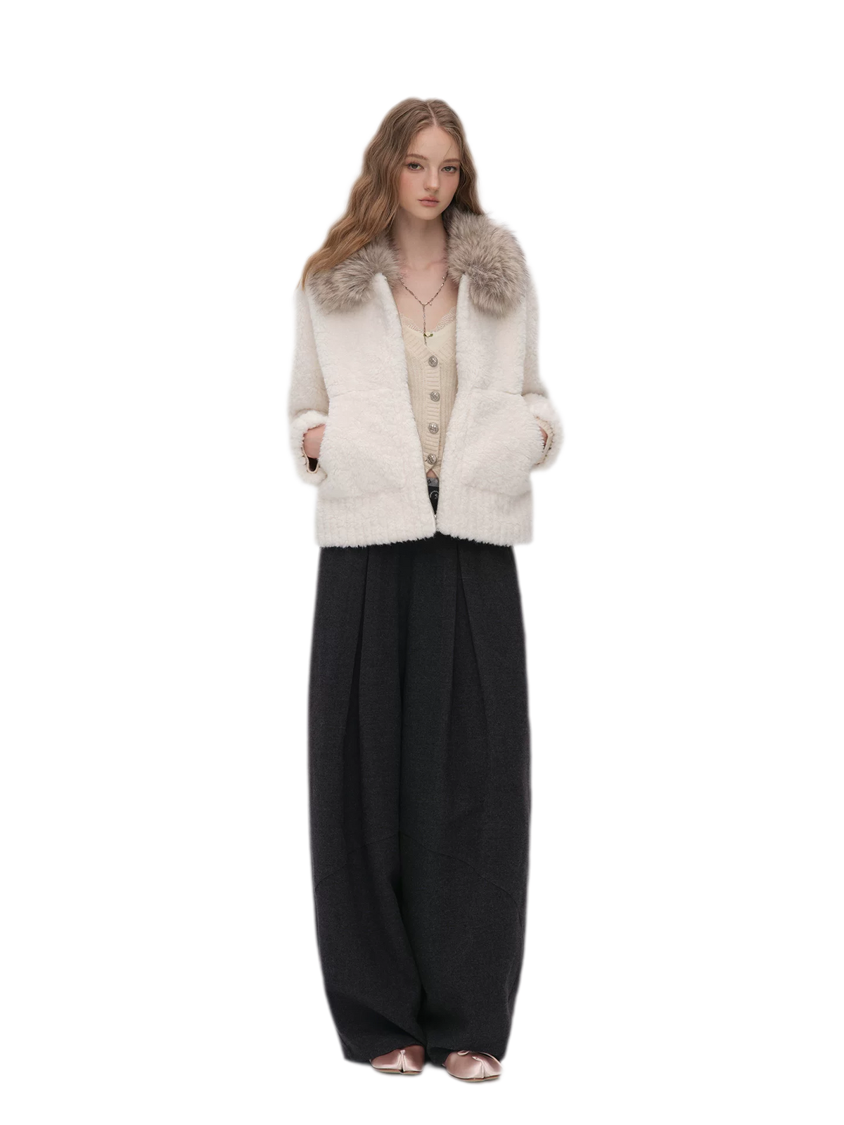 Plush Contrast Collar Jacket