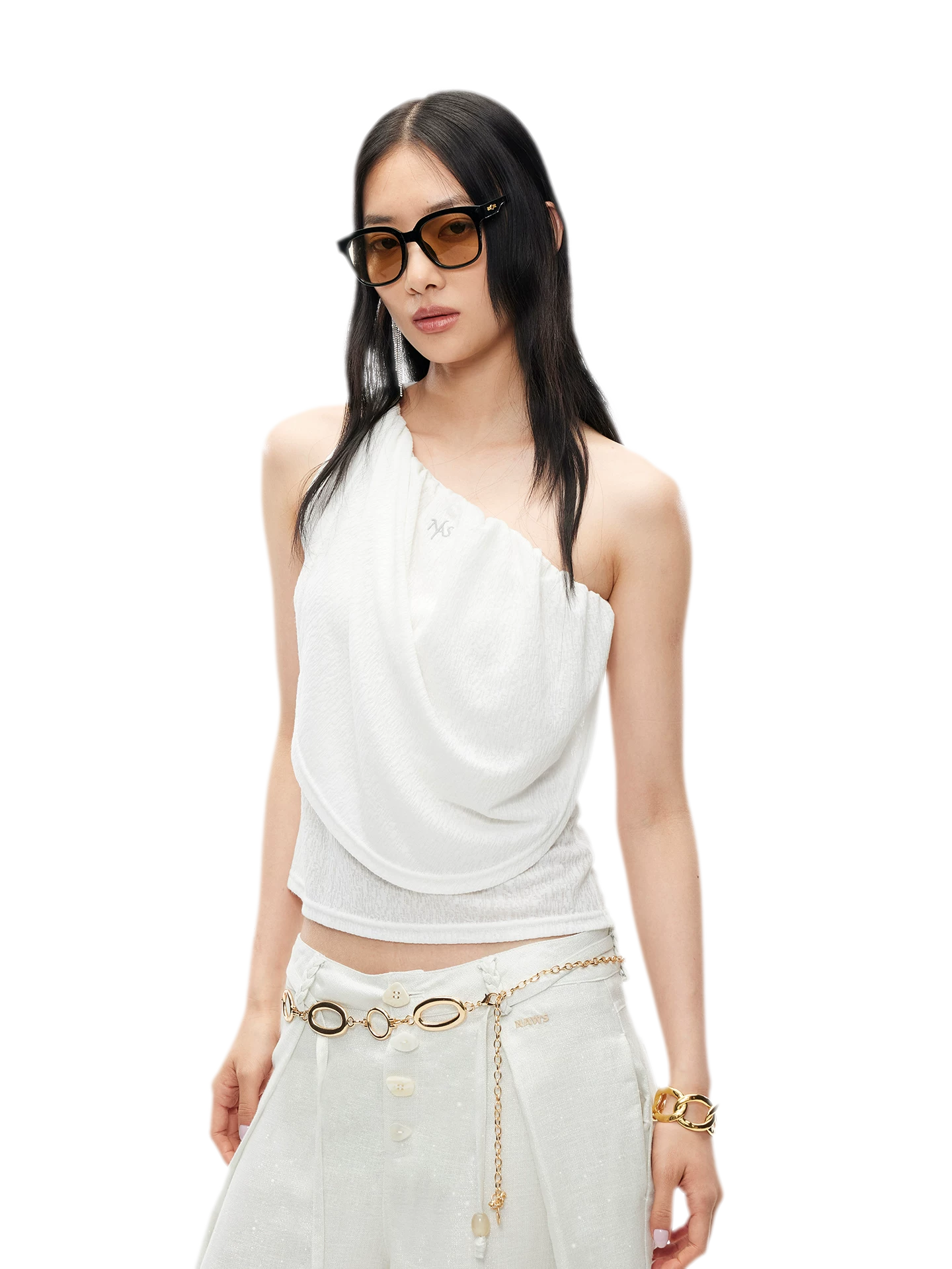 Maria Knit Vest with Twisted Shoulder Strap
