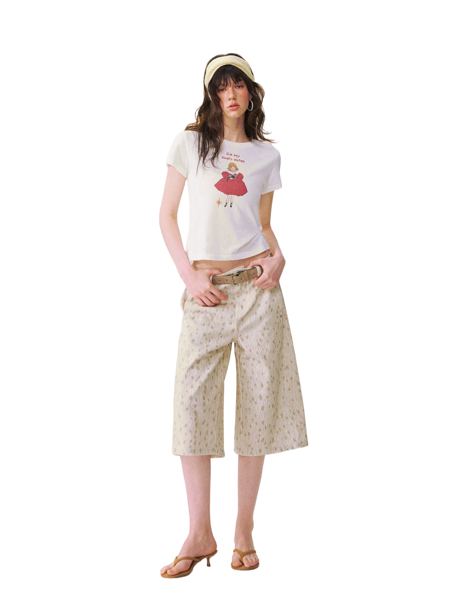 Spotted Deer Denim Mid-Length Shorts