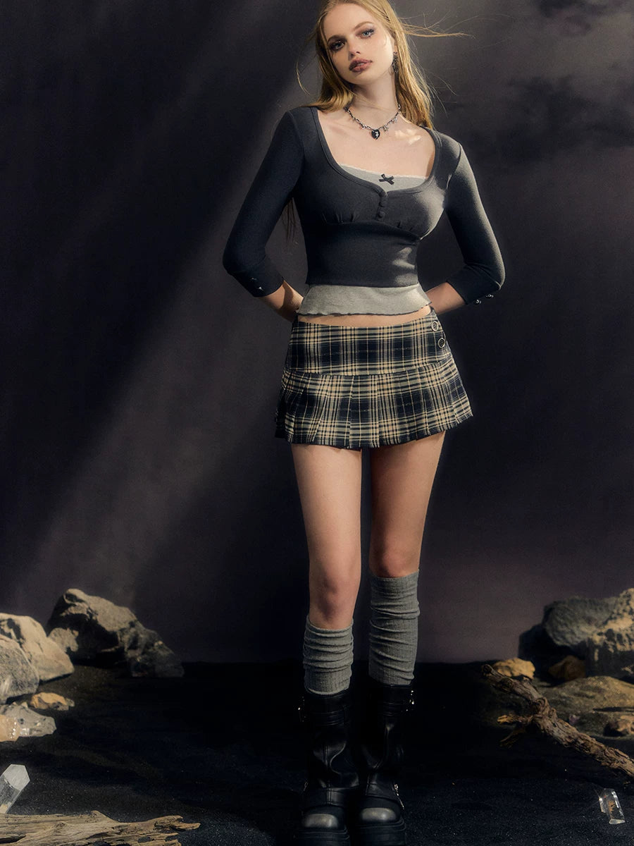Plaid A-Line Mini Skirt