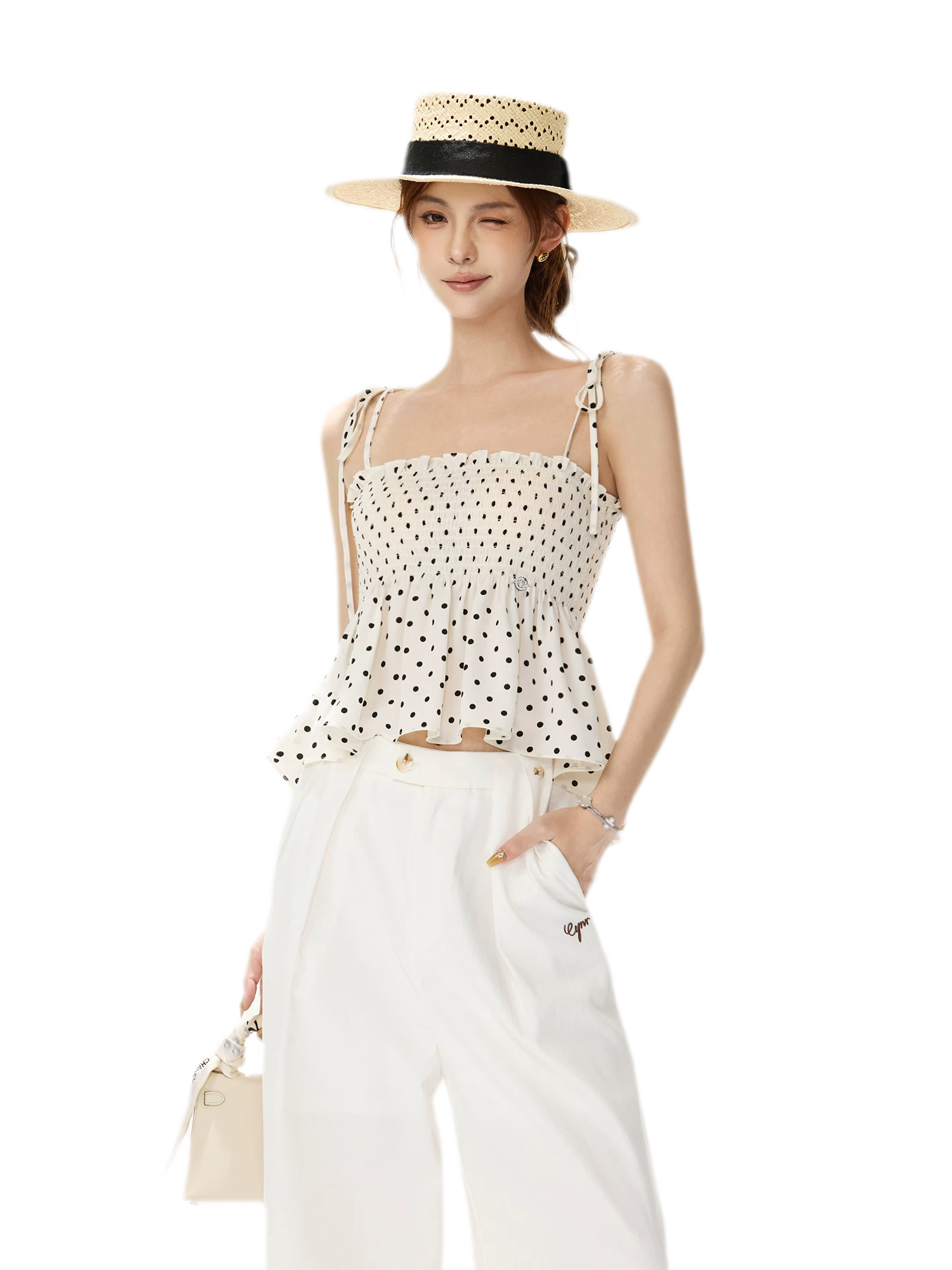 Polka Dot Peplum Top