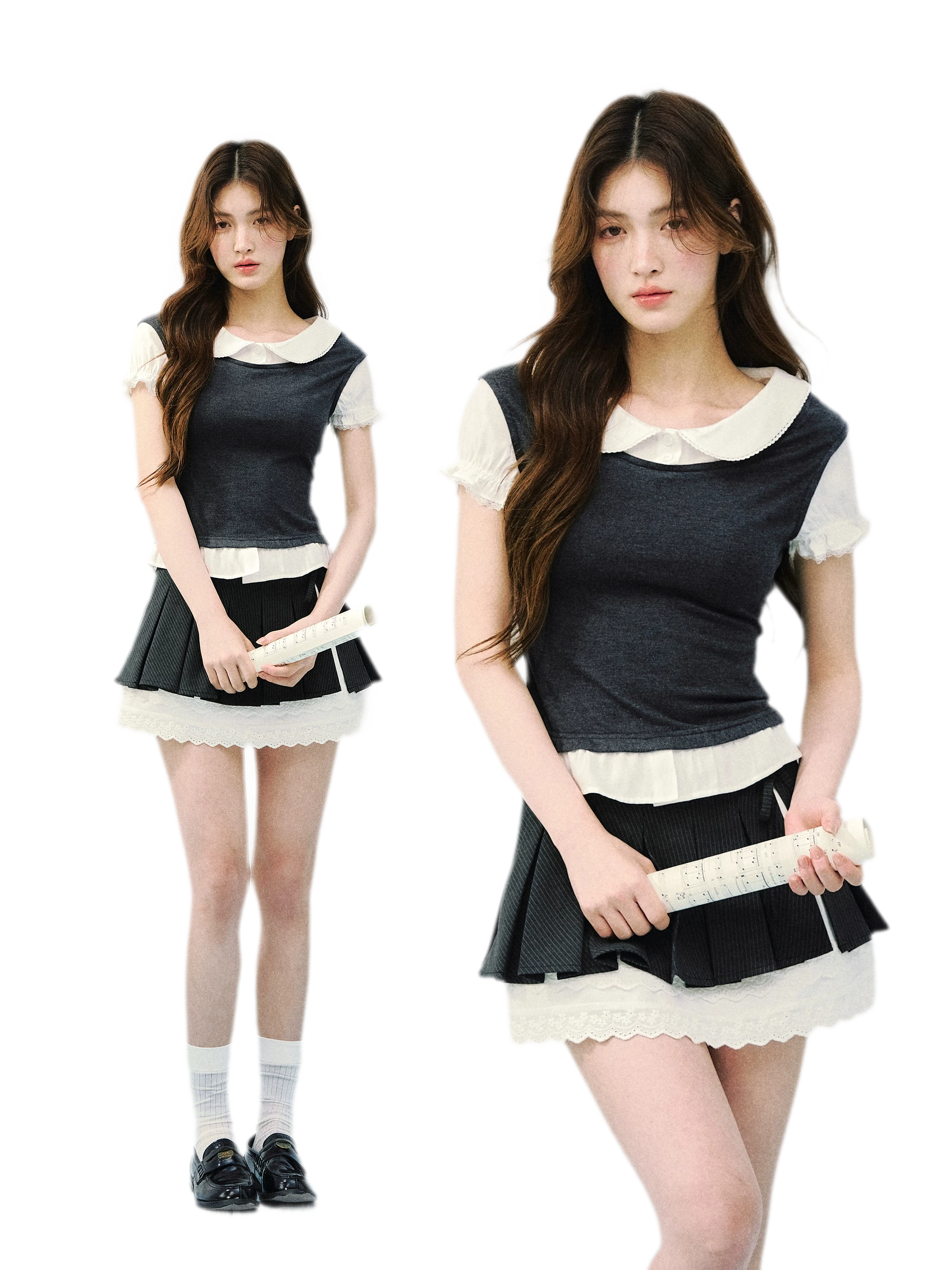 High-Intellect Tencel Wool Faux Two-Piece T-Shirt