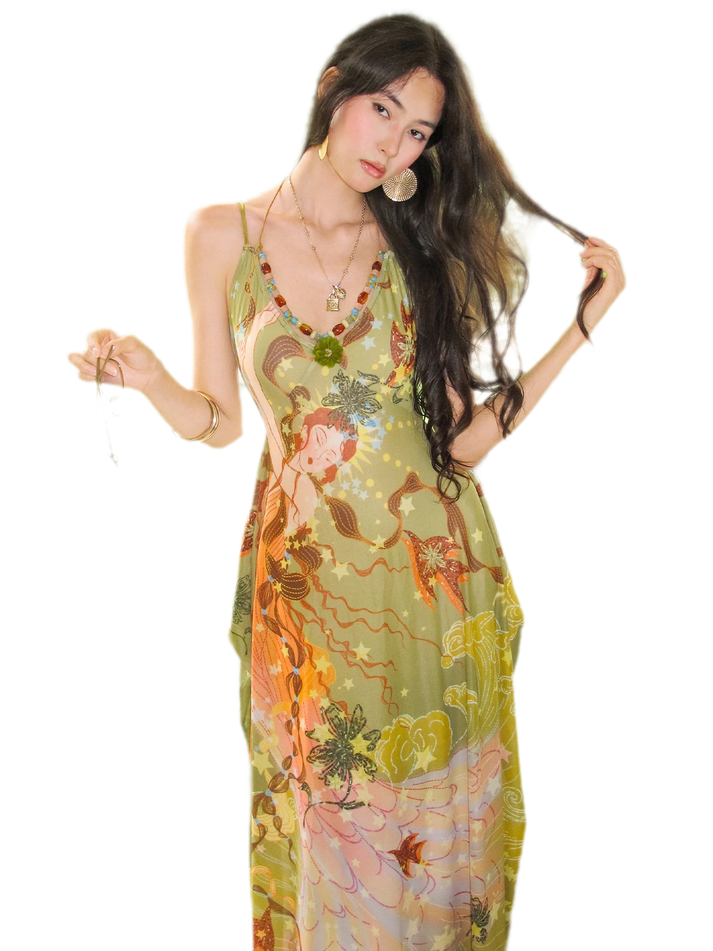 Beaded Floral Cami Dress
