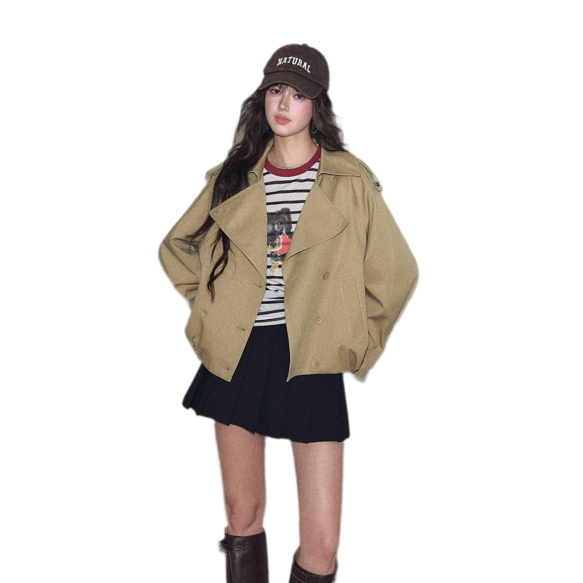 Cotton Cropped Double-Breasted Trench