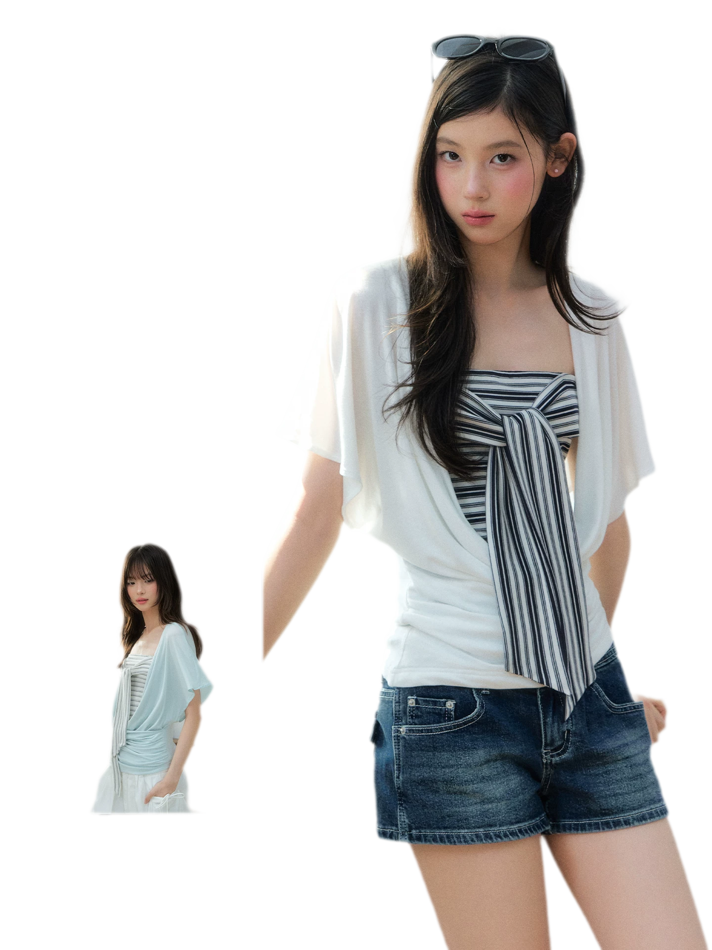 Original Lyocell Batwing Sleeve Top & Bustier Set