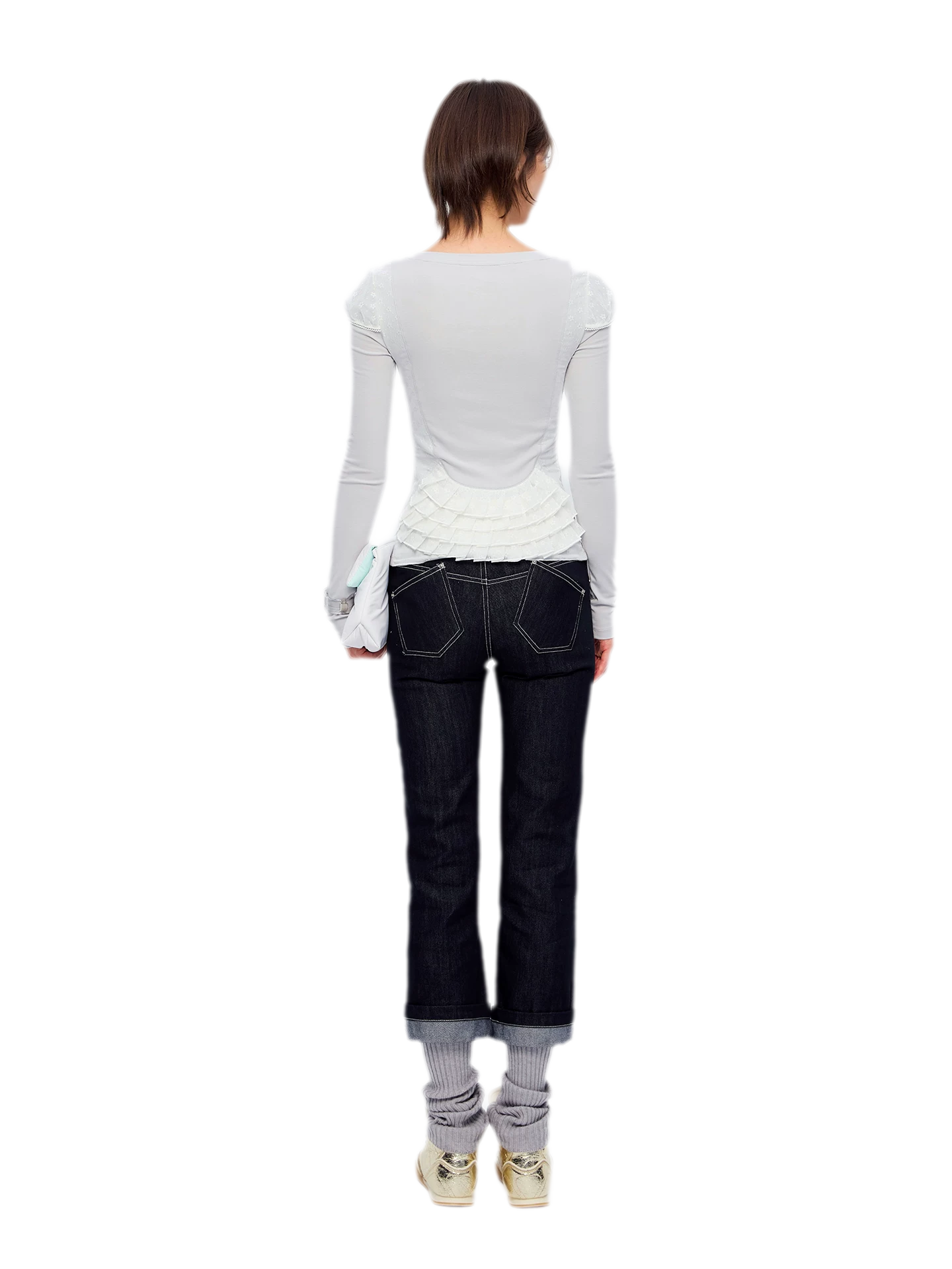 Washed Ribbed Panel Jeans
