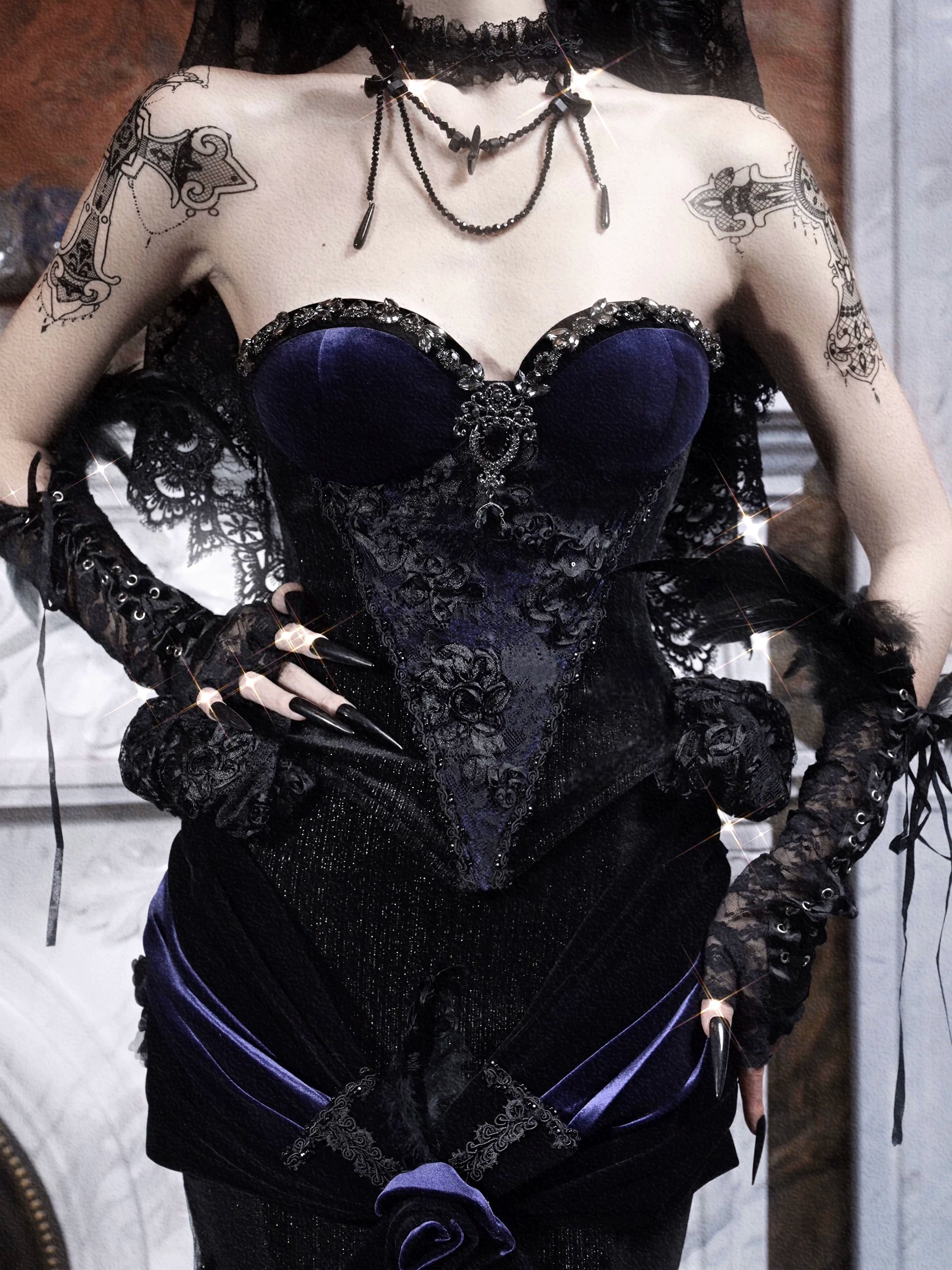 Rhinestone Velvet Gothic Corset