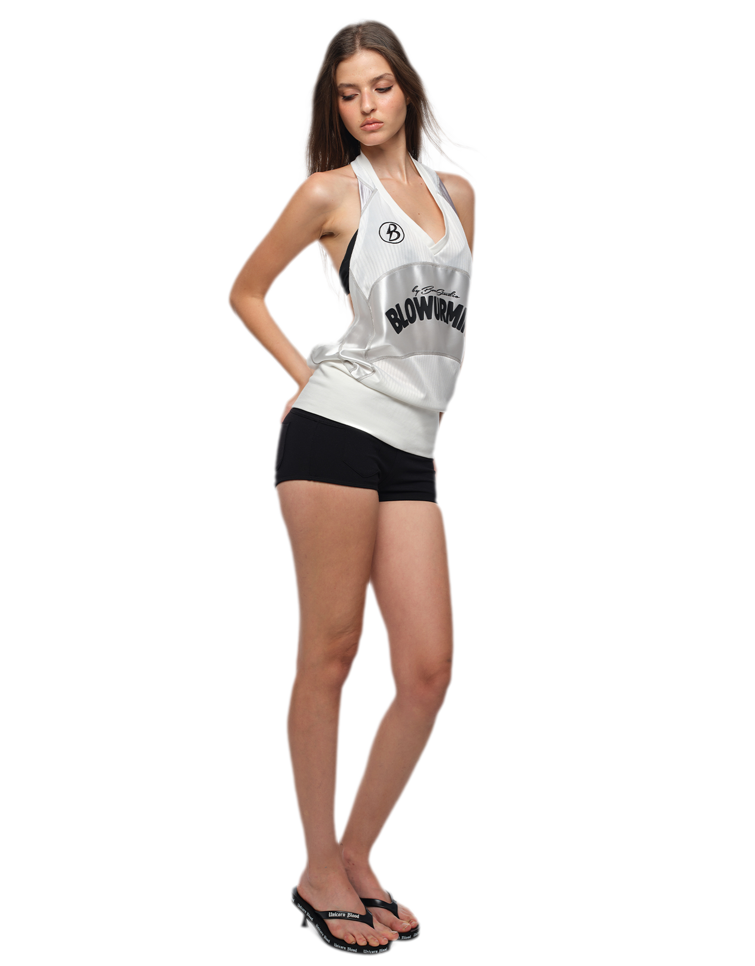 Logo Backless V-Neck Tank