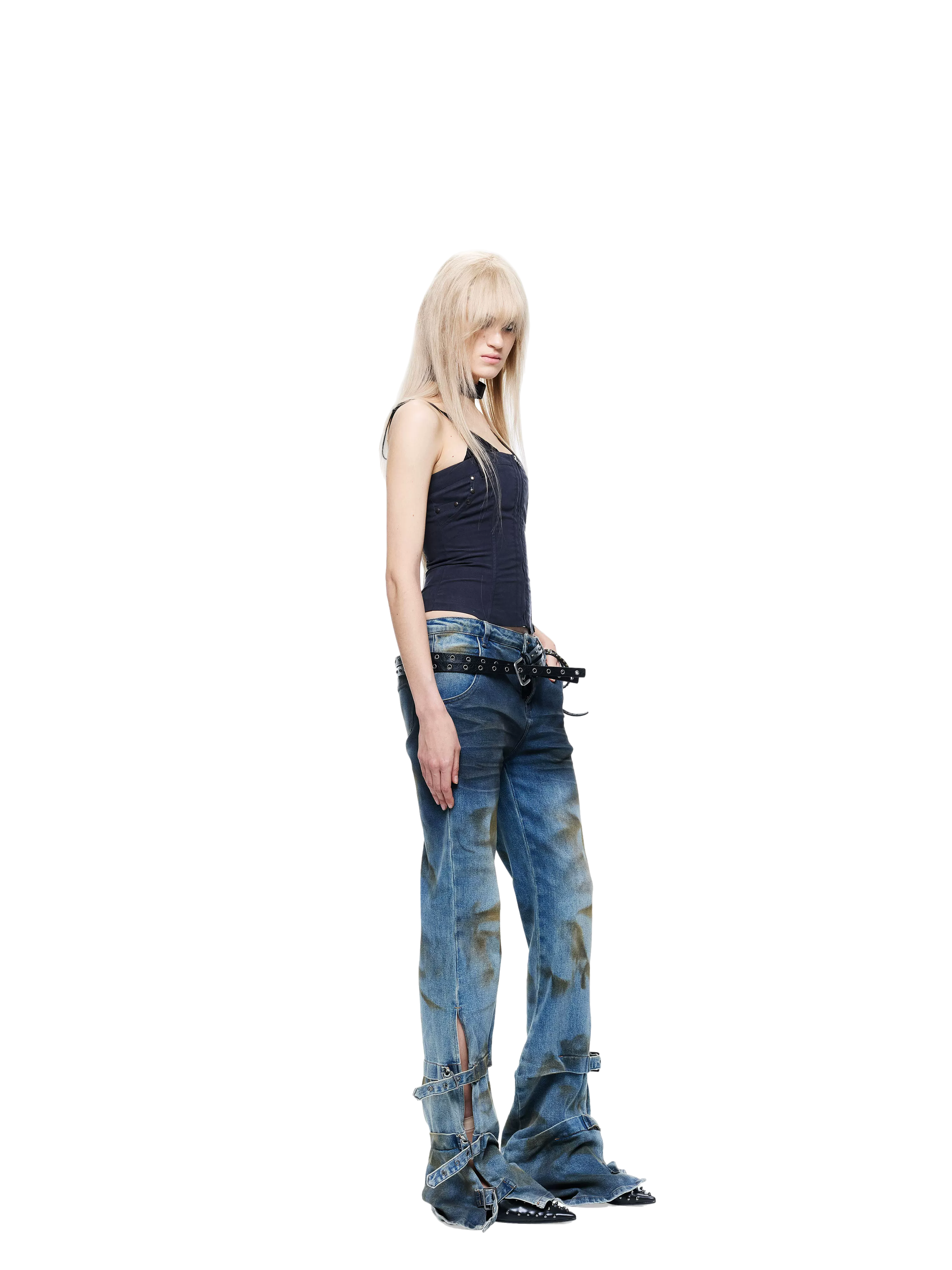 Lace Spliced Waist-Cinched Camisole