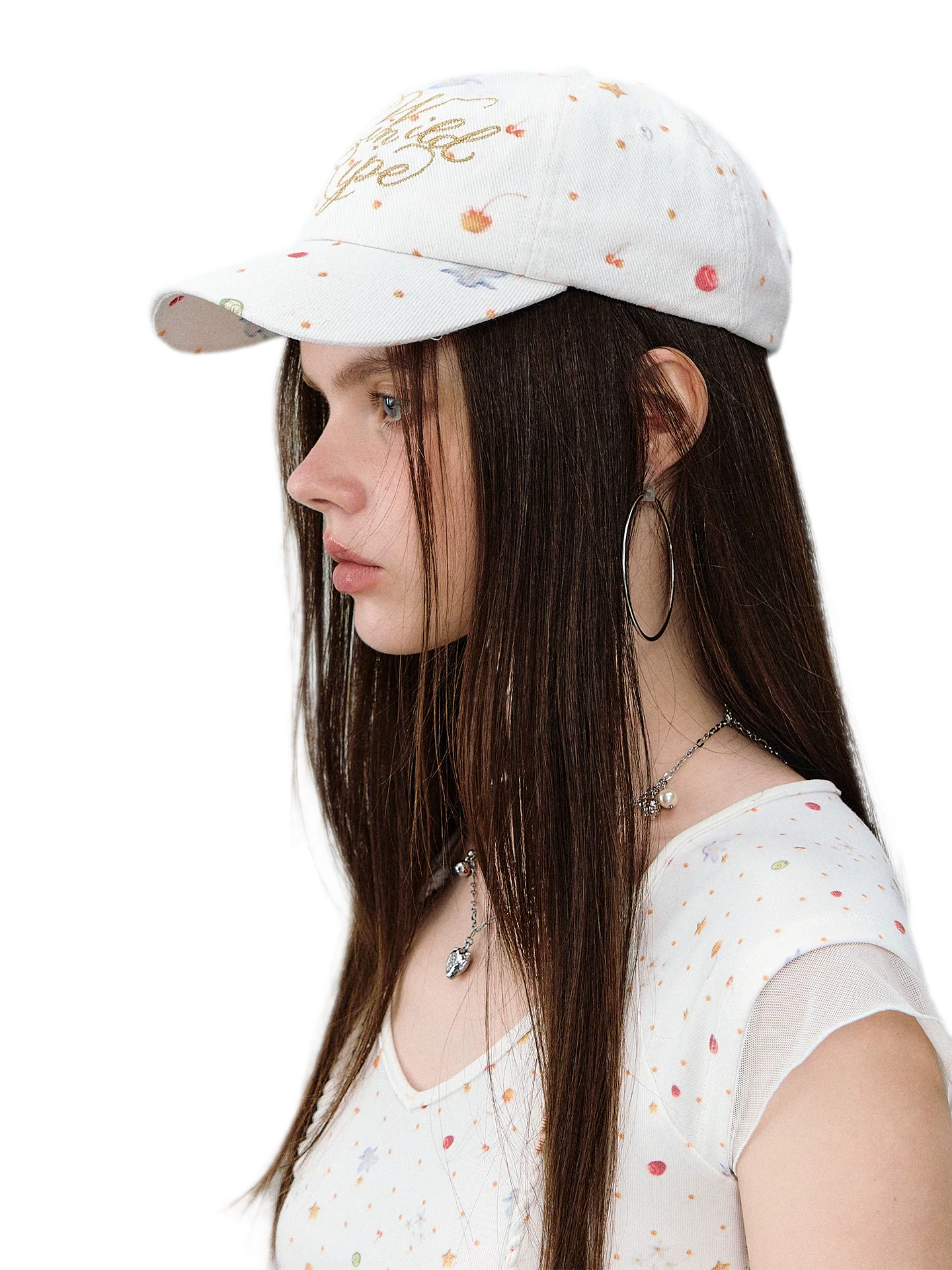 Fruit Print Embroidered Cap
