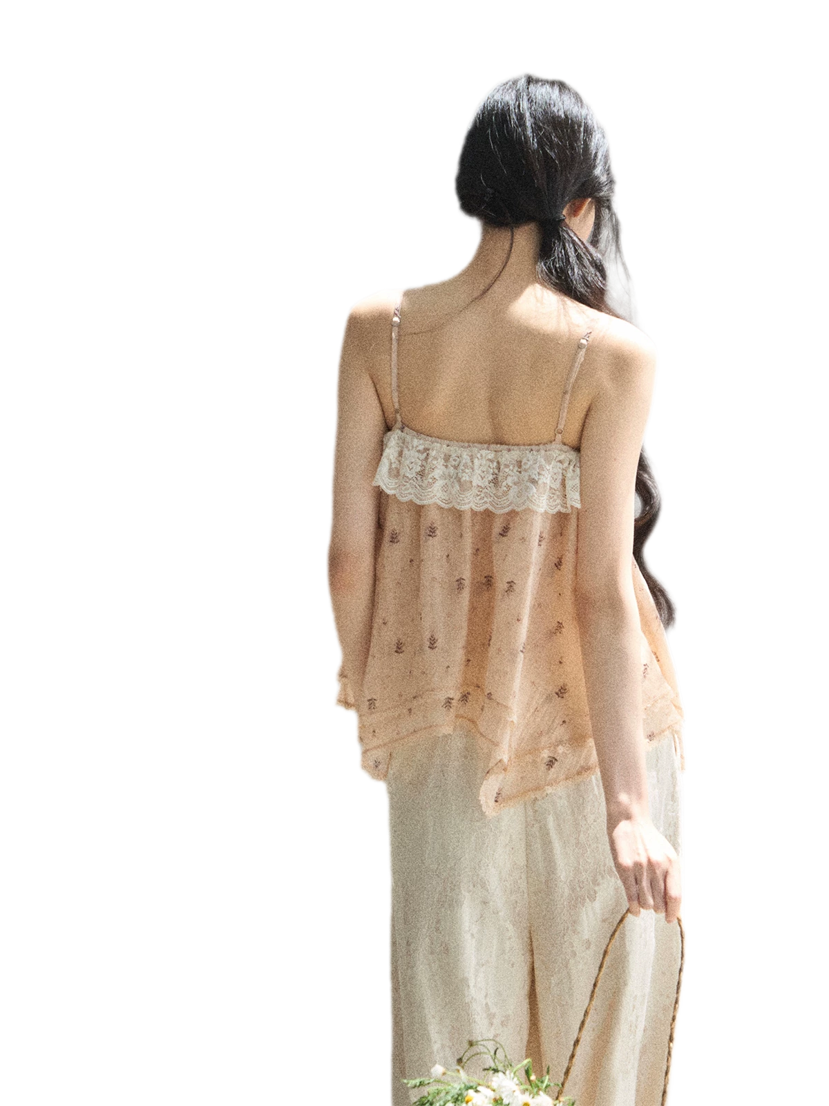 Lace Trim Asymmetric Cami