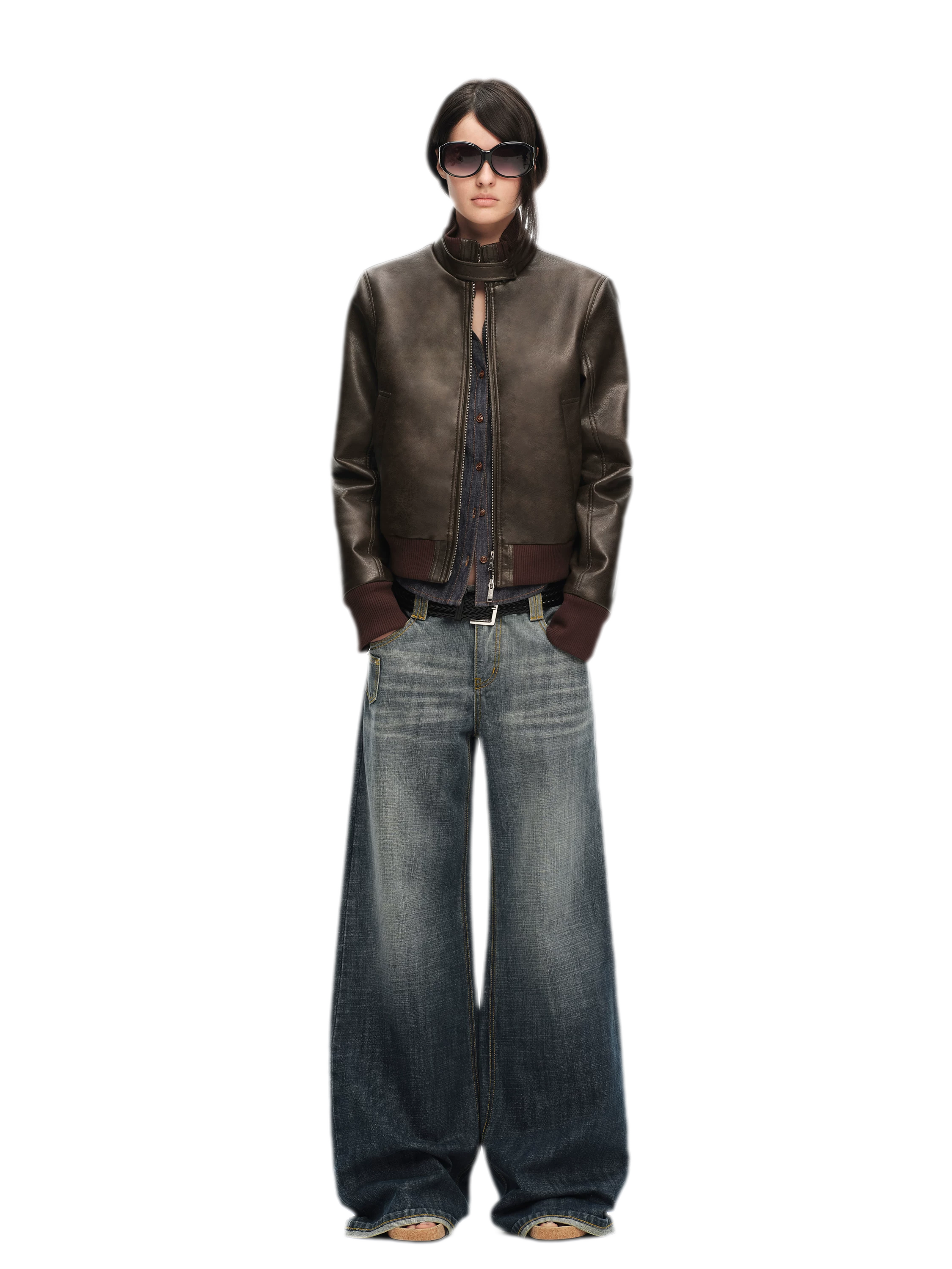 Matte Cropped Biker Jacket