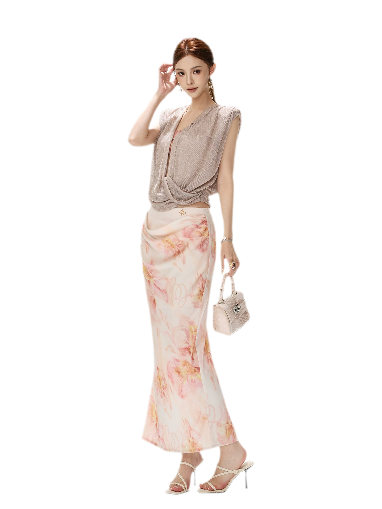 Floral Satin Mermaid Skirt