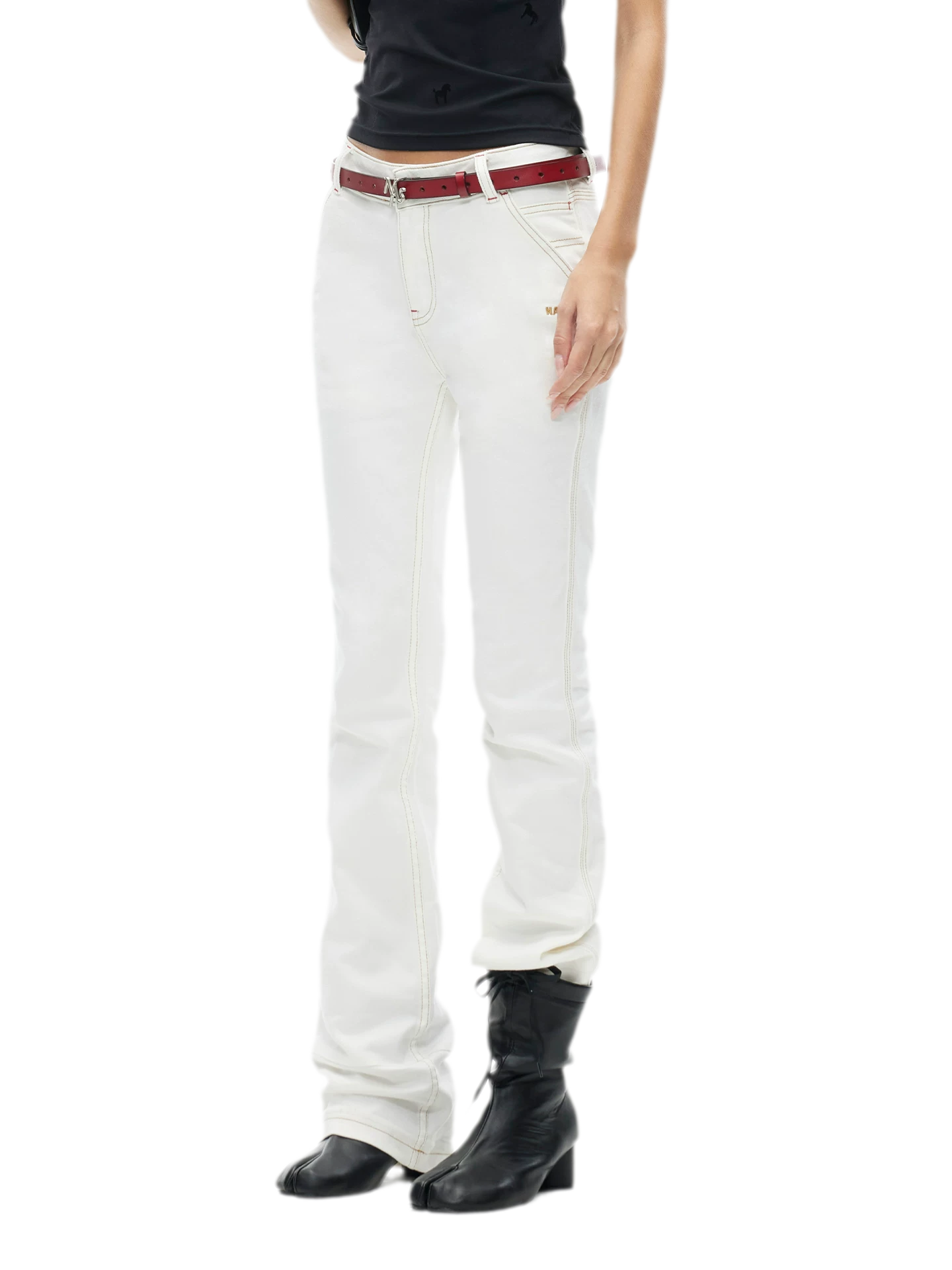 White Denim Jeans - Slim Fit Straight Leg