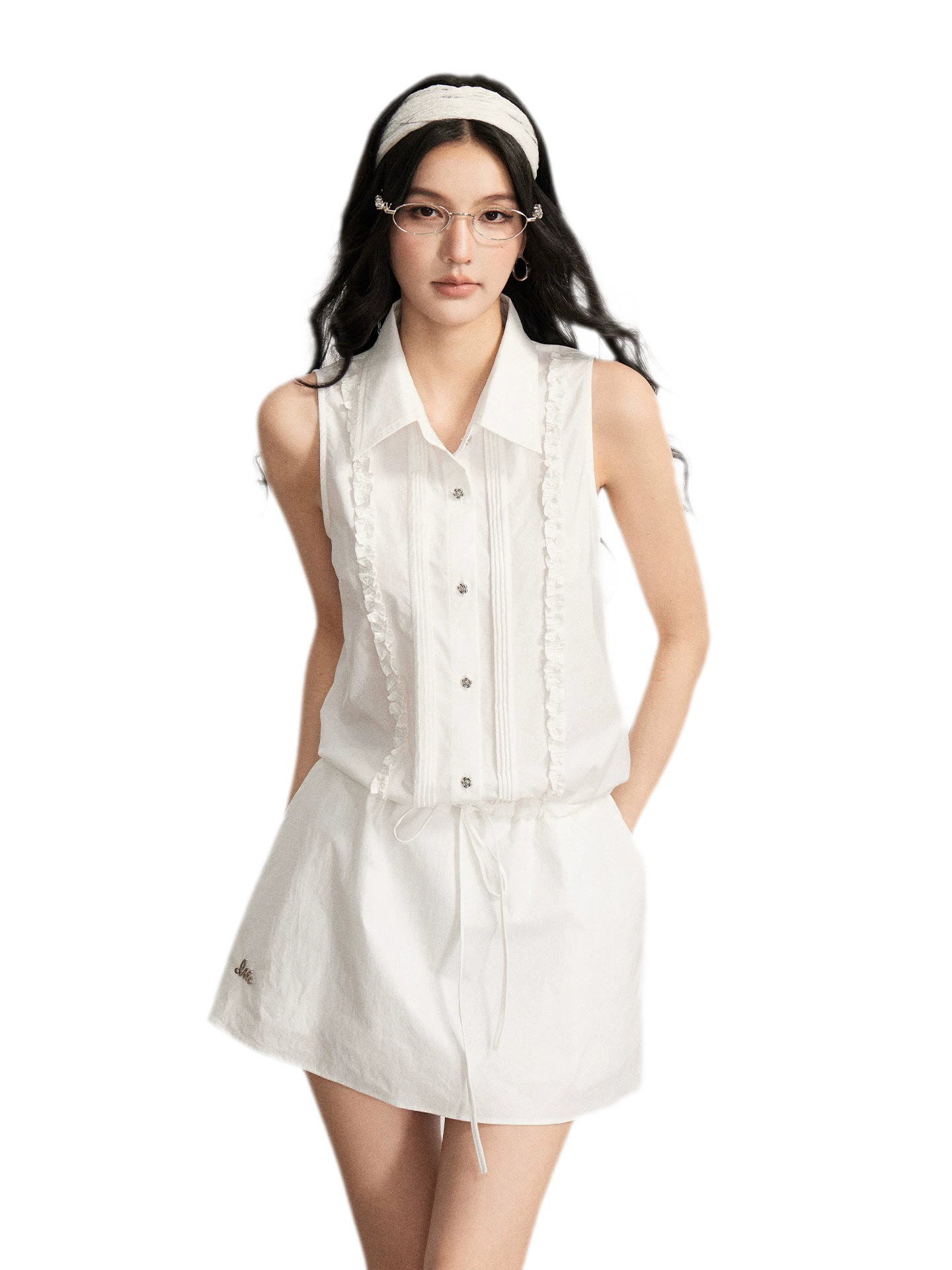 Lace Trim Shirt Dress