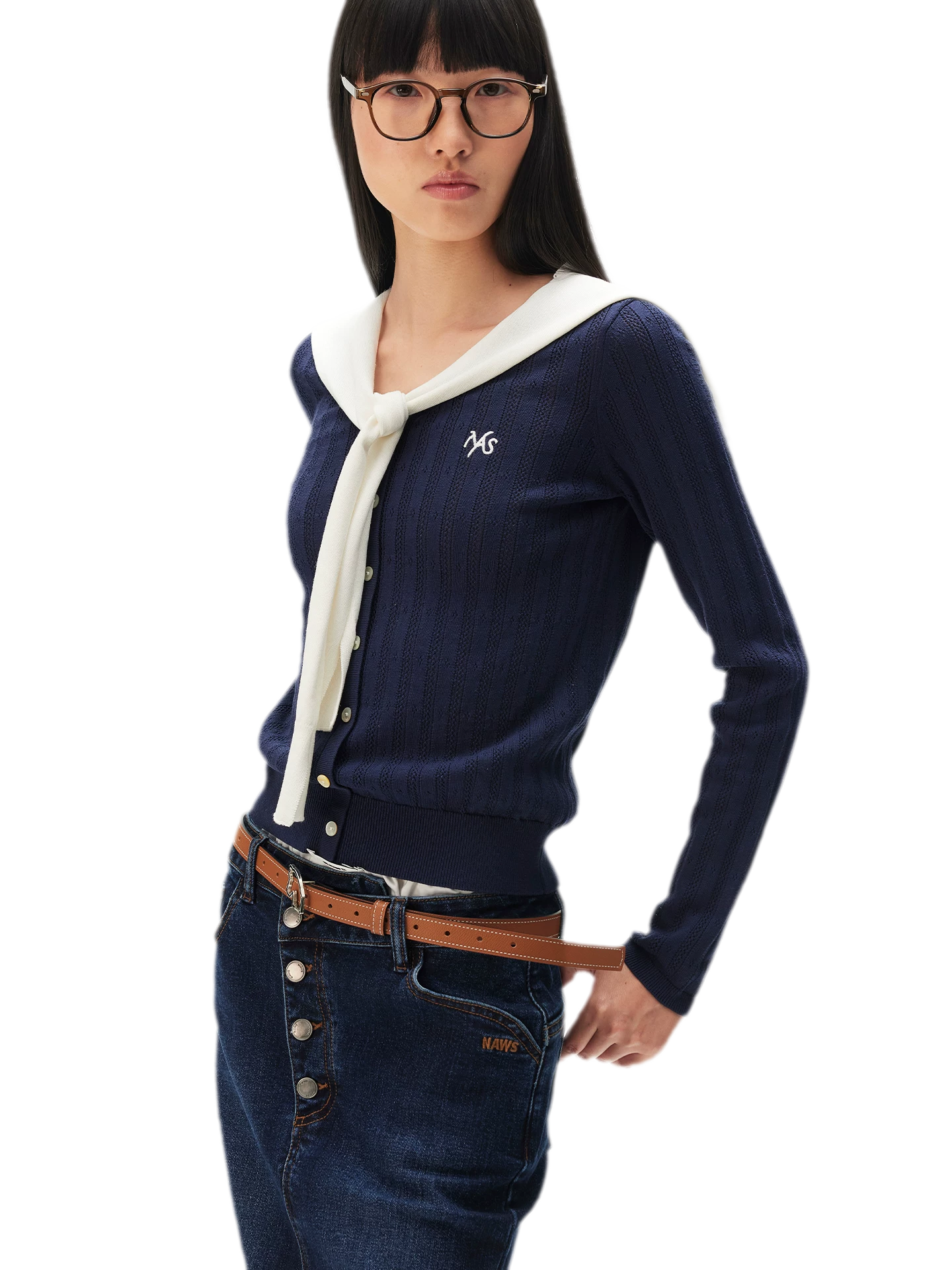 Textured Openwork Knit Cardigan