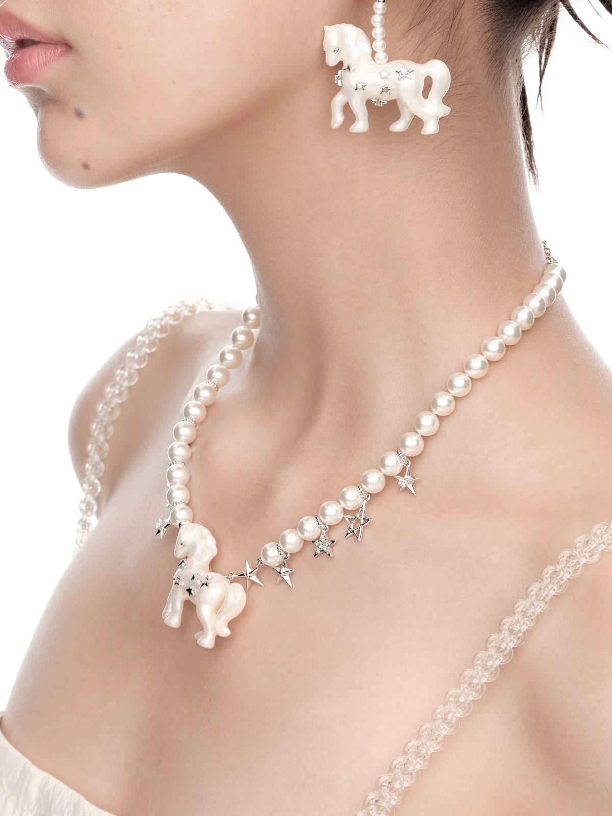 Pearl Horse Pendant Necklace
