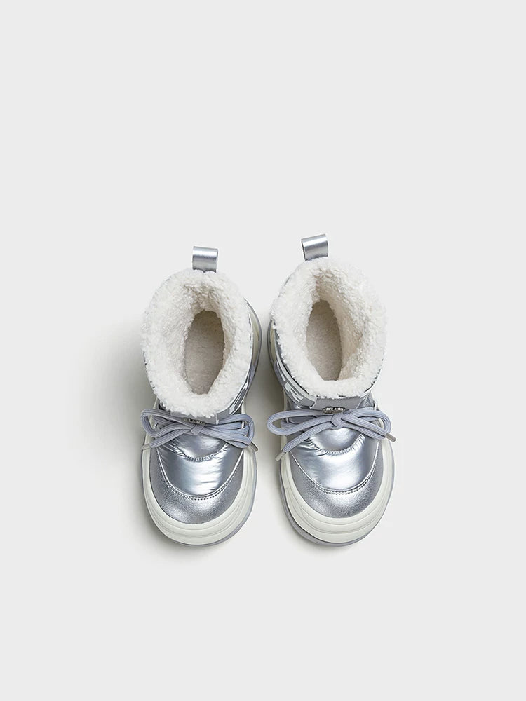 Silver Platform Snow Boots