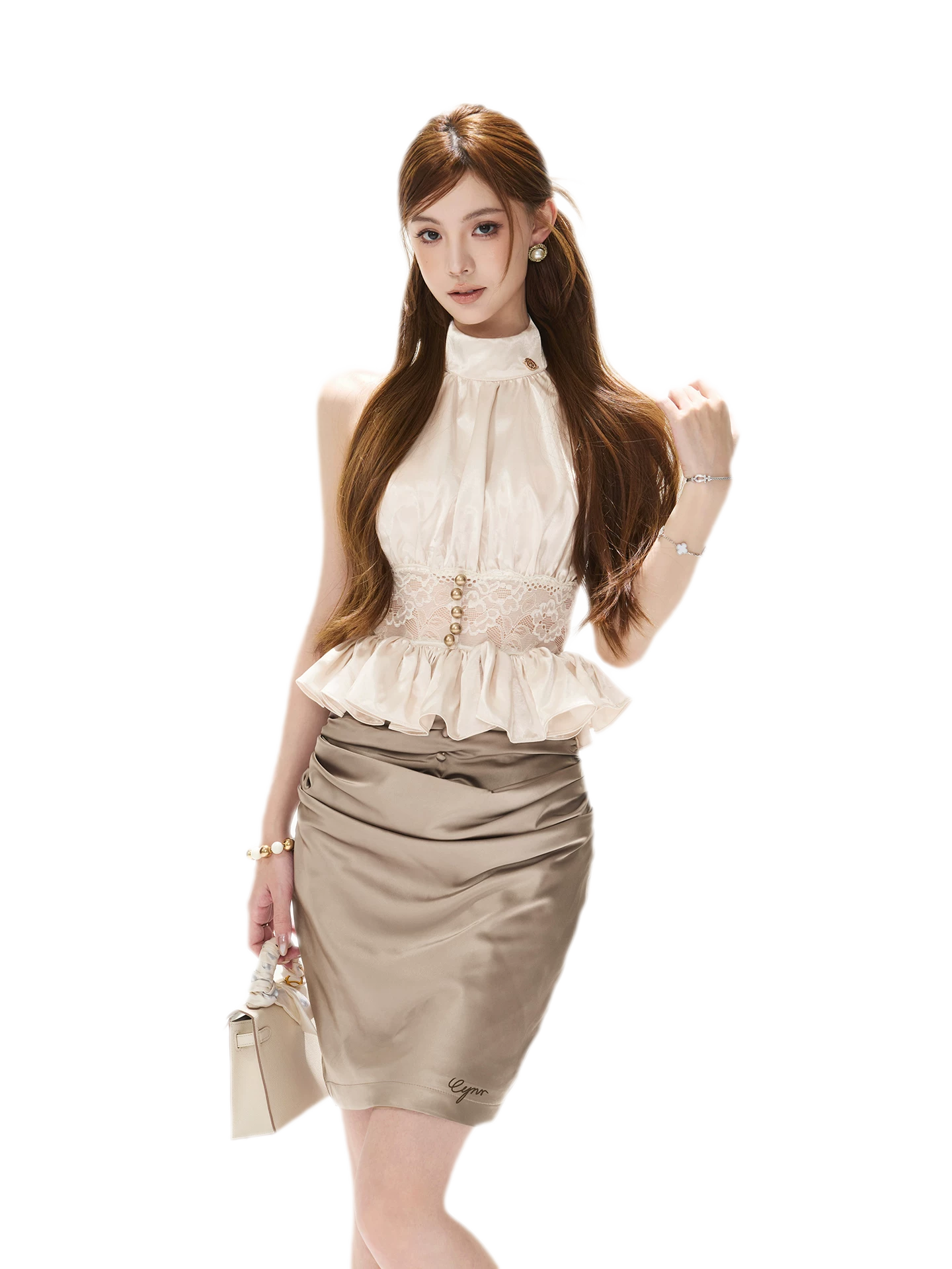 Draped Button Mini Skirt