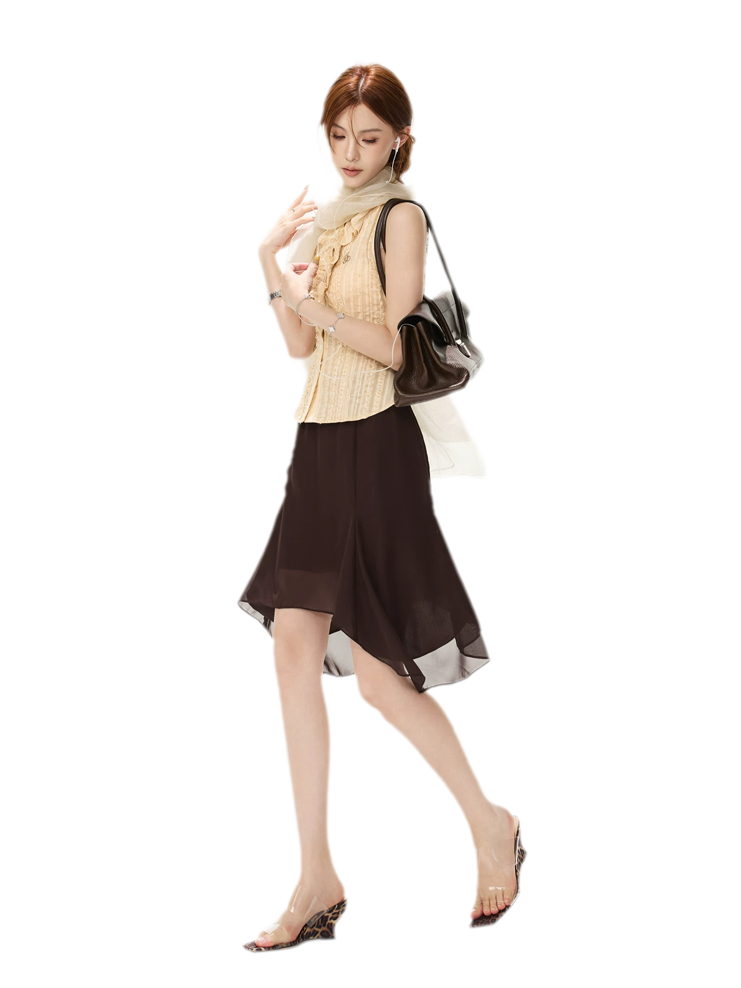 Drapey Asymmetrical Midi Skirt
