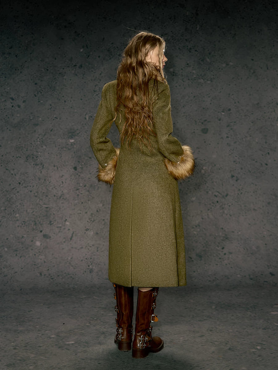 Faux Fur Collar Wool Coat