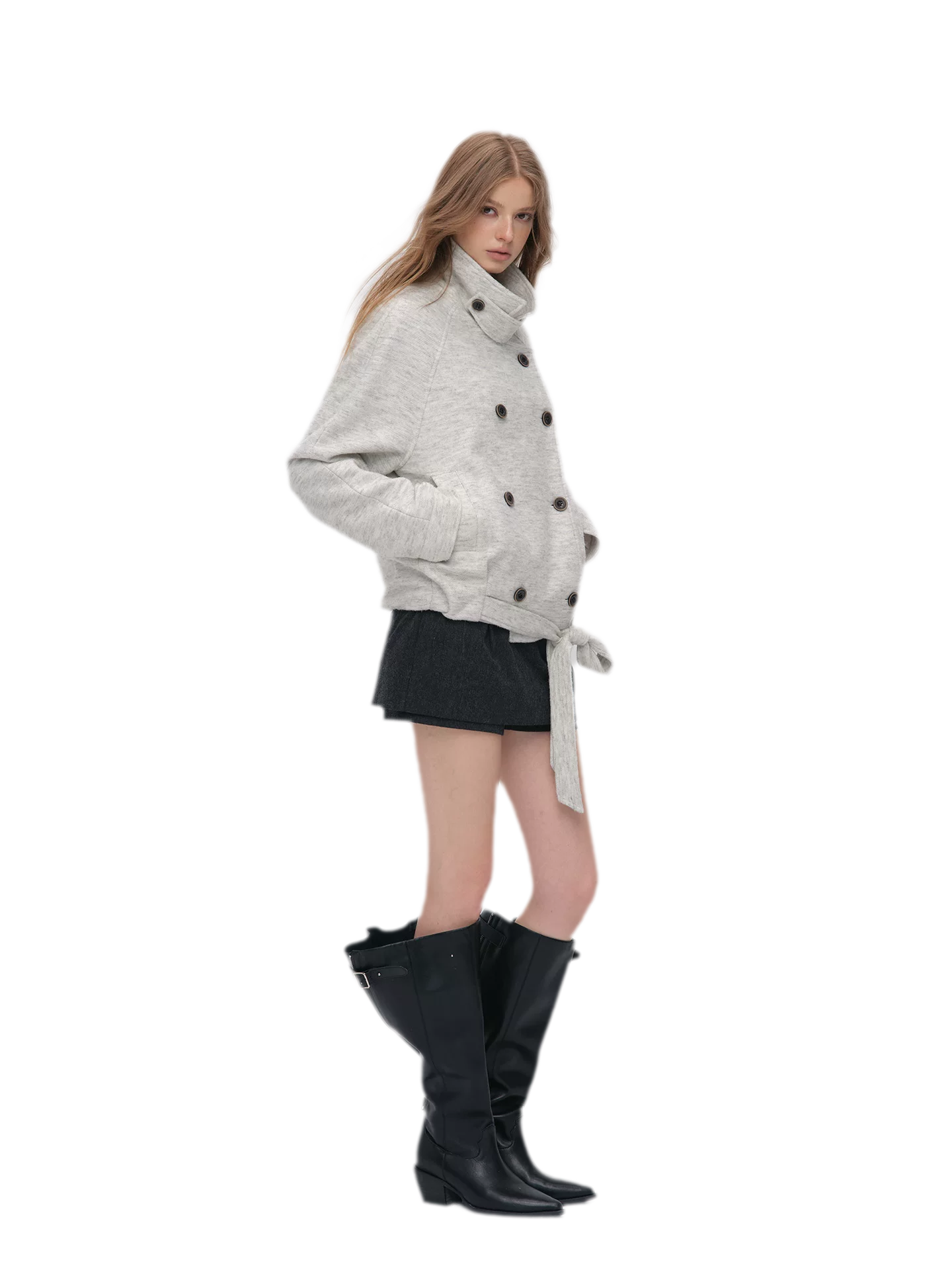 Brushed Wool Blend Short Coat