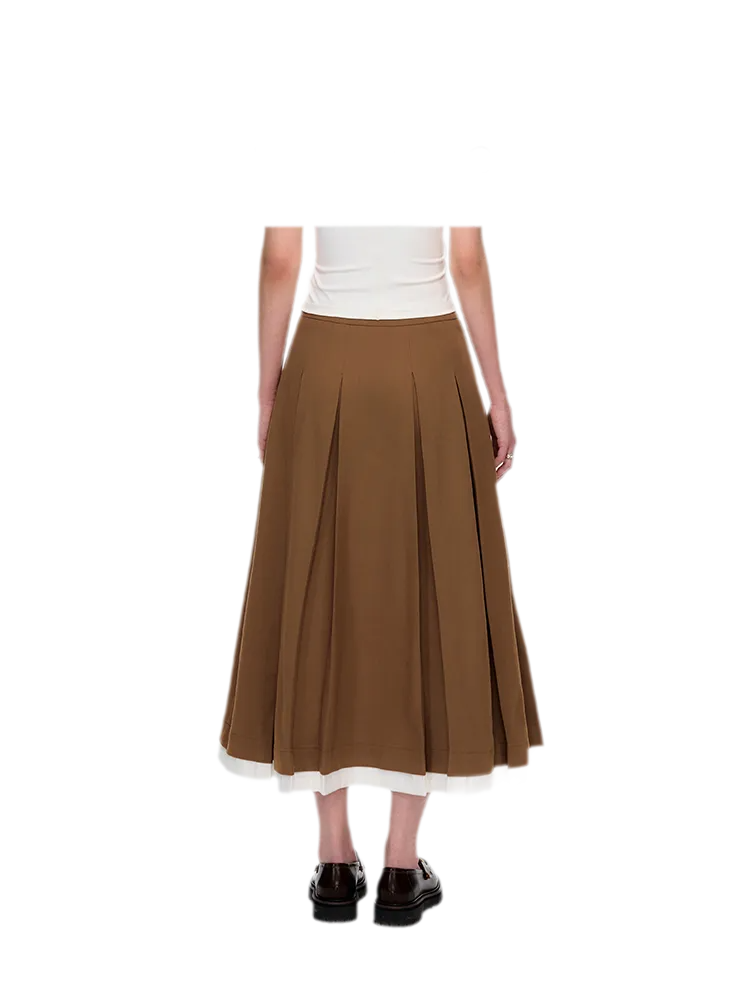 Pleated Suit Midi Skirt